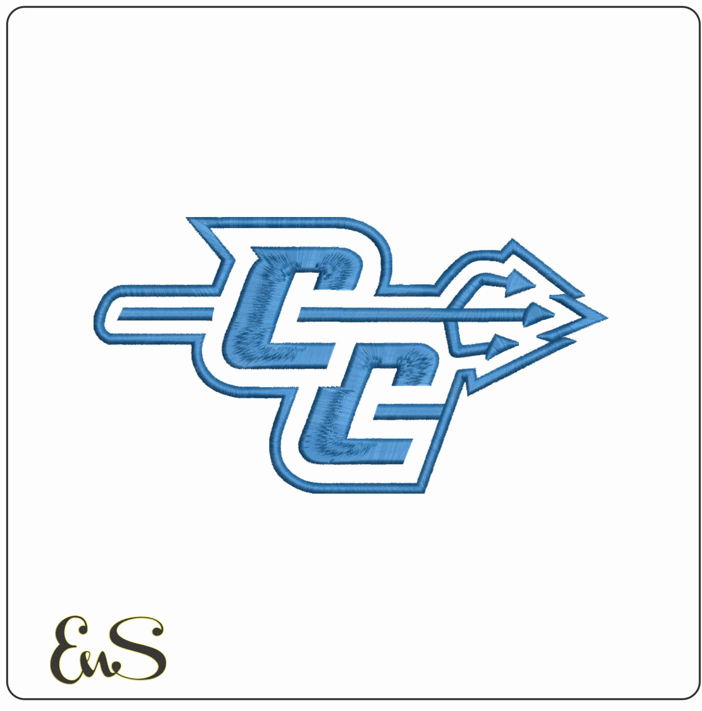 Central Connecticut Blue Devils CC Trident Helmet Logo Embroidery Design