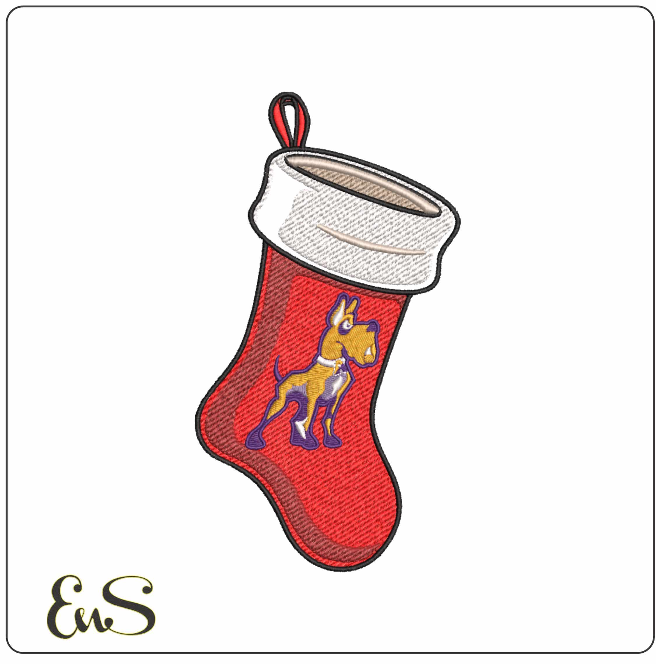 Albany Great Danes Cartoon Dane Christmas Stocking Embroidery Design