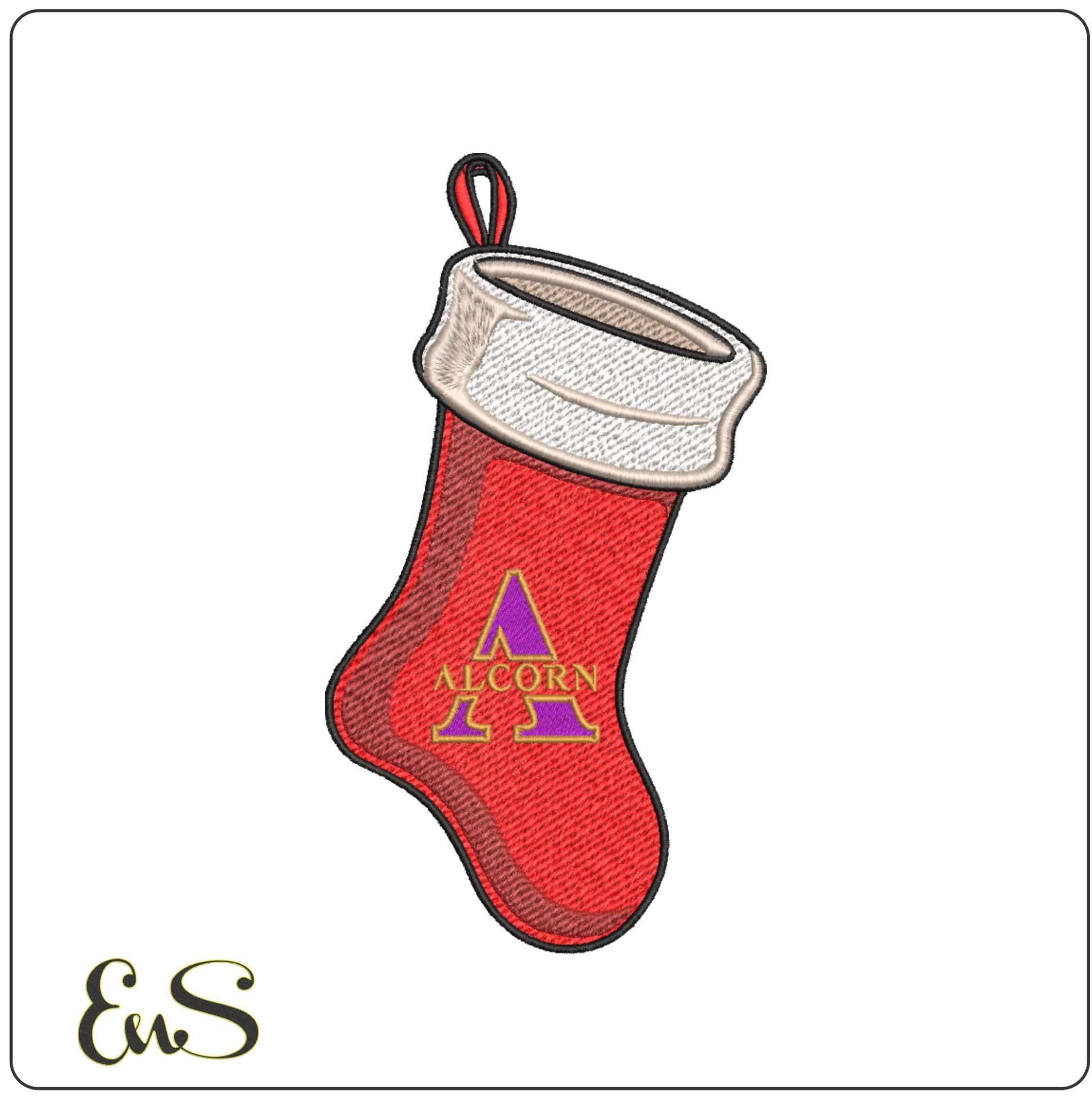Alcorn State Braves 2017 Stylised A Christmas Stocking Embroidery Design
