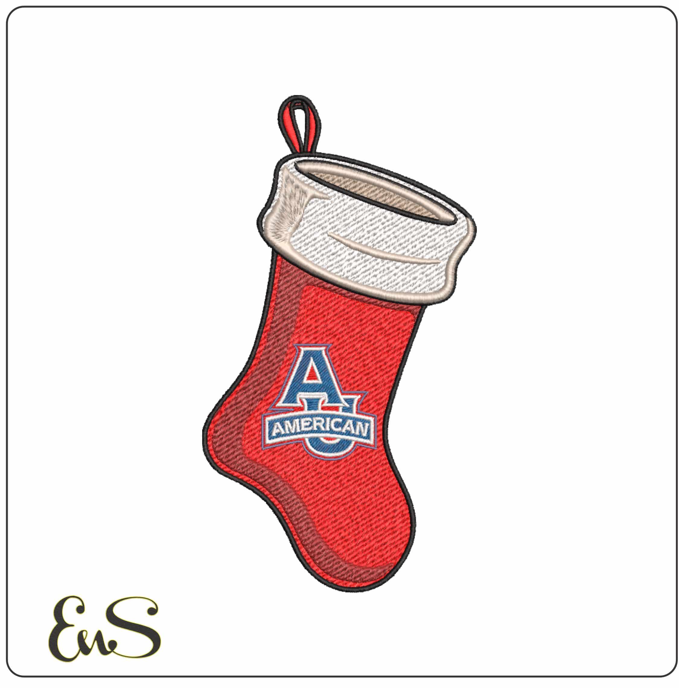 American University Eagles AU Banner Christmas Stocking Embroidery Design