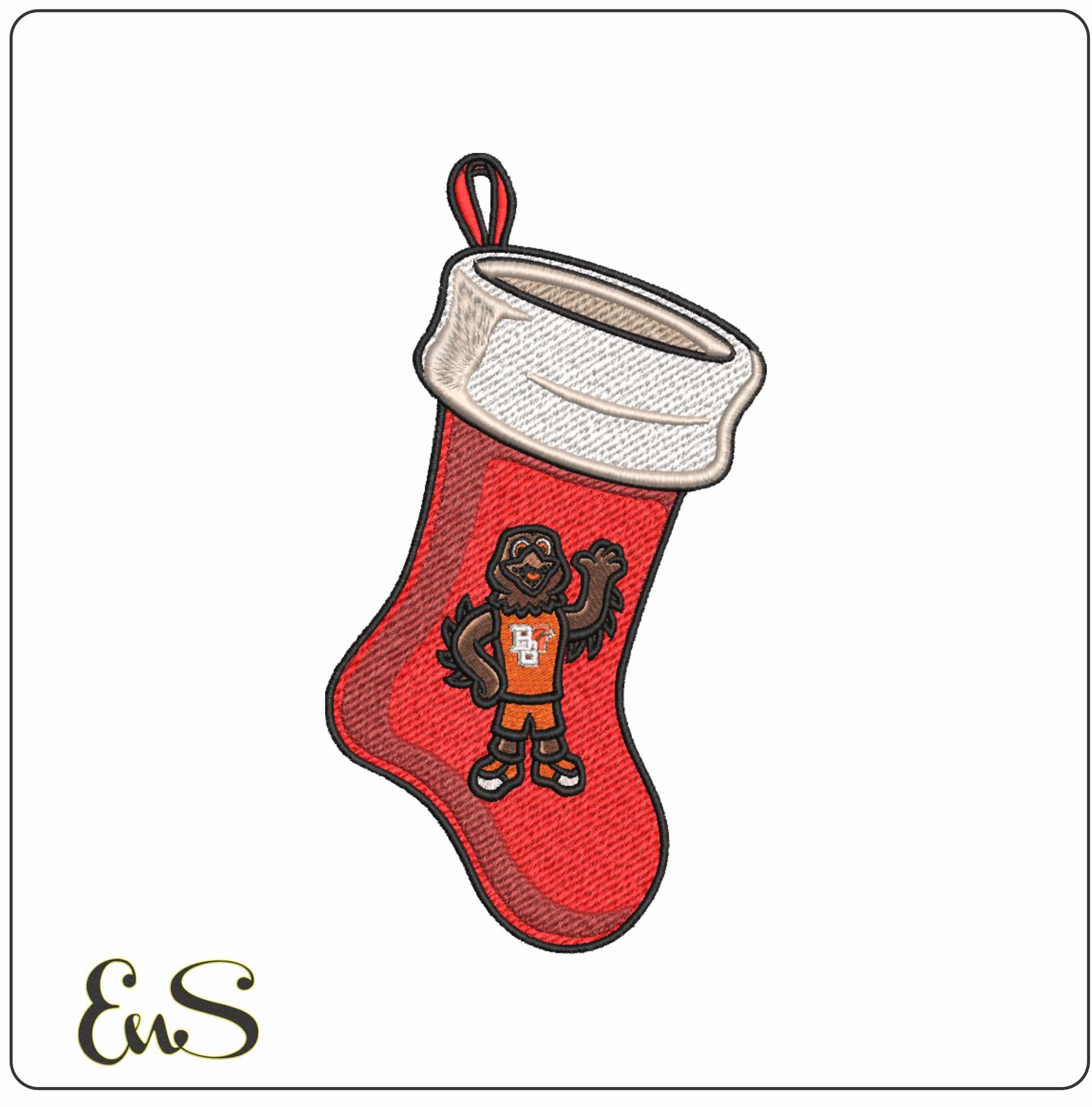 Bowling Green Freddie Falcon Mascot Christmas Stocking Embroidery Design