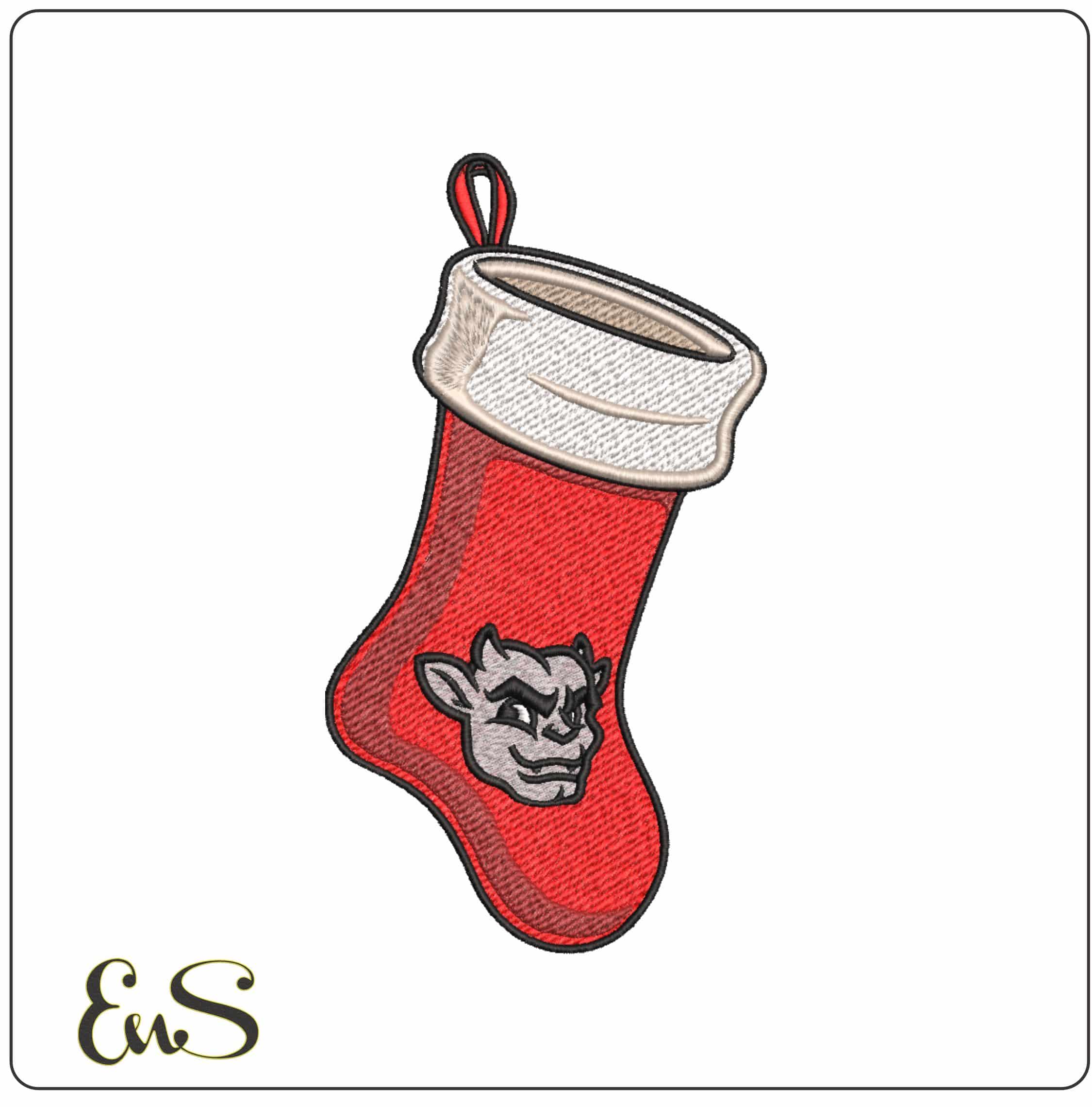 Bradley Braves Mascot Head Christmas Stocking Embroidery Design