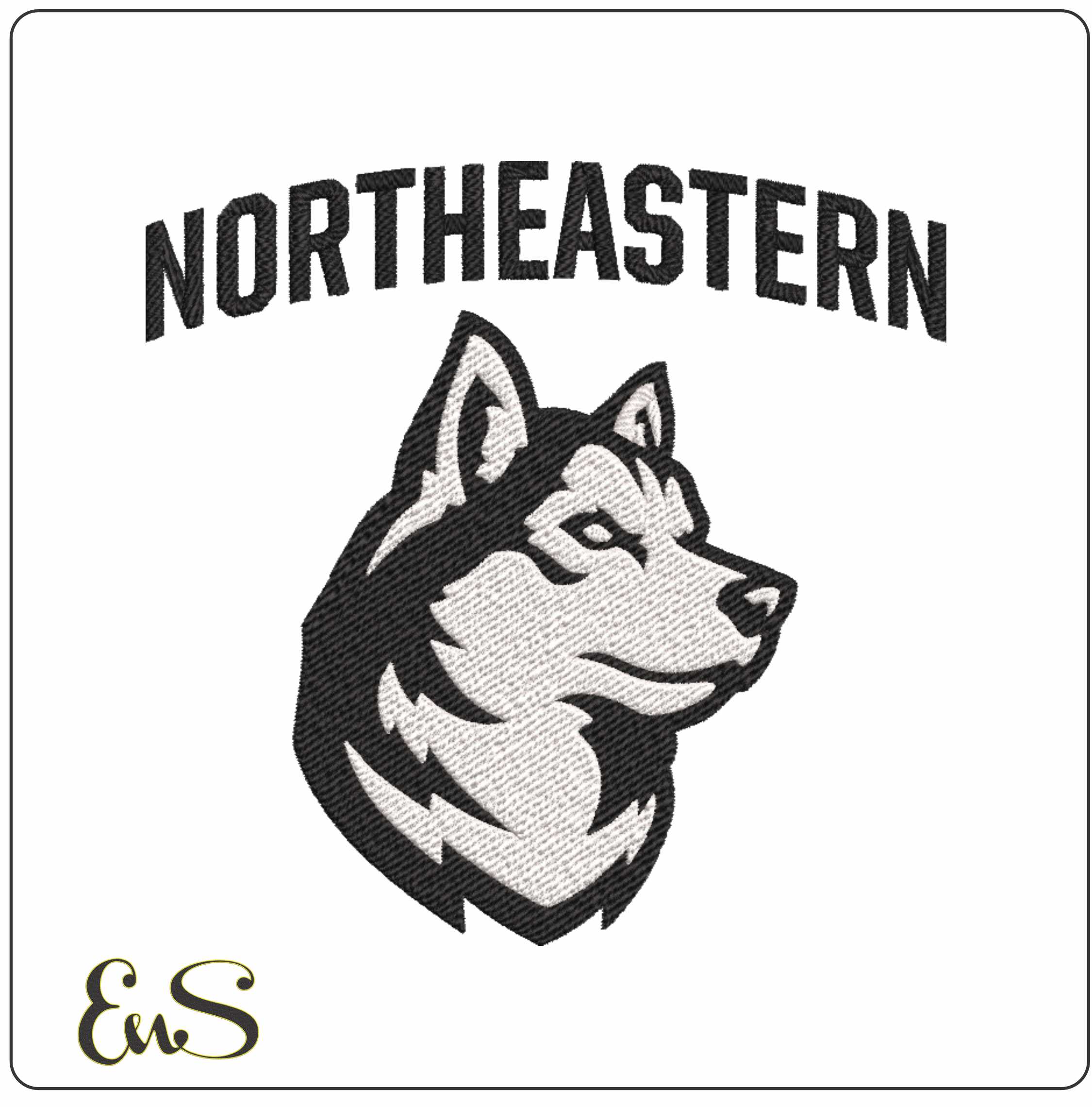 Northeastern Huskies Husky Head Wordmark Embroidery Design