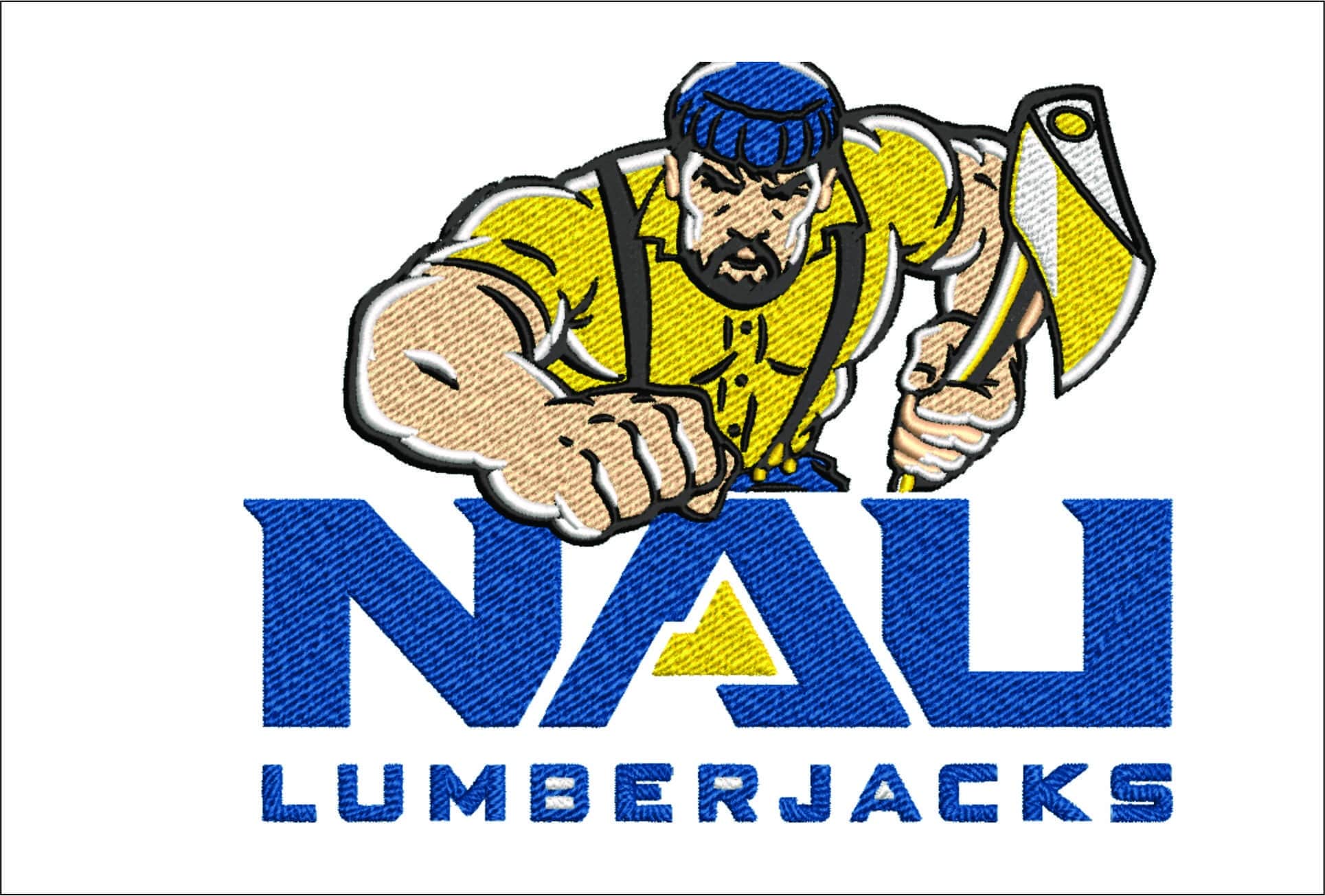 NAU Lumberjacks Mascot with Wordmark Embroidery Design