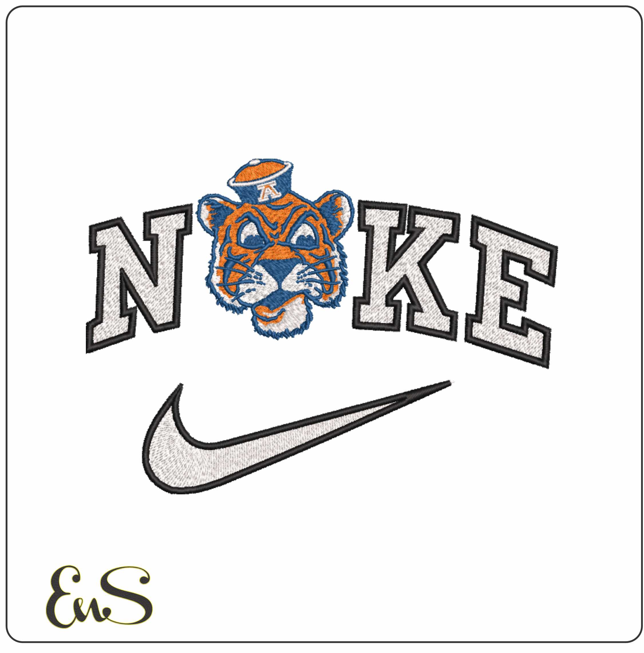 Nike Auburn Tigers 1957 1970 Auburn University   - Elegant embroidery design file-instant download