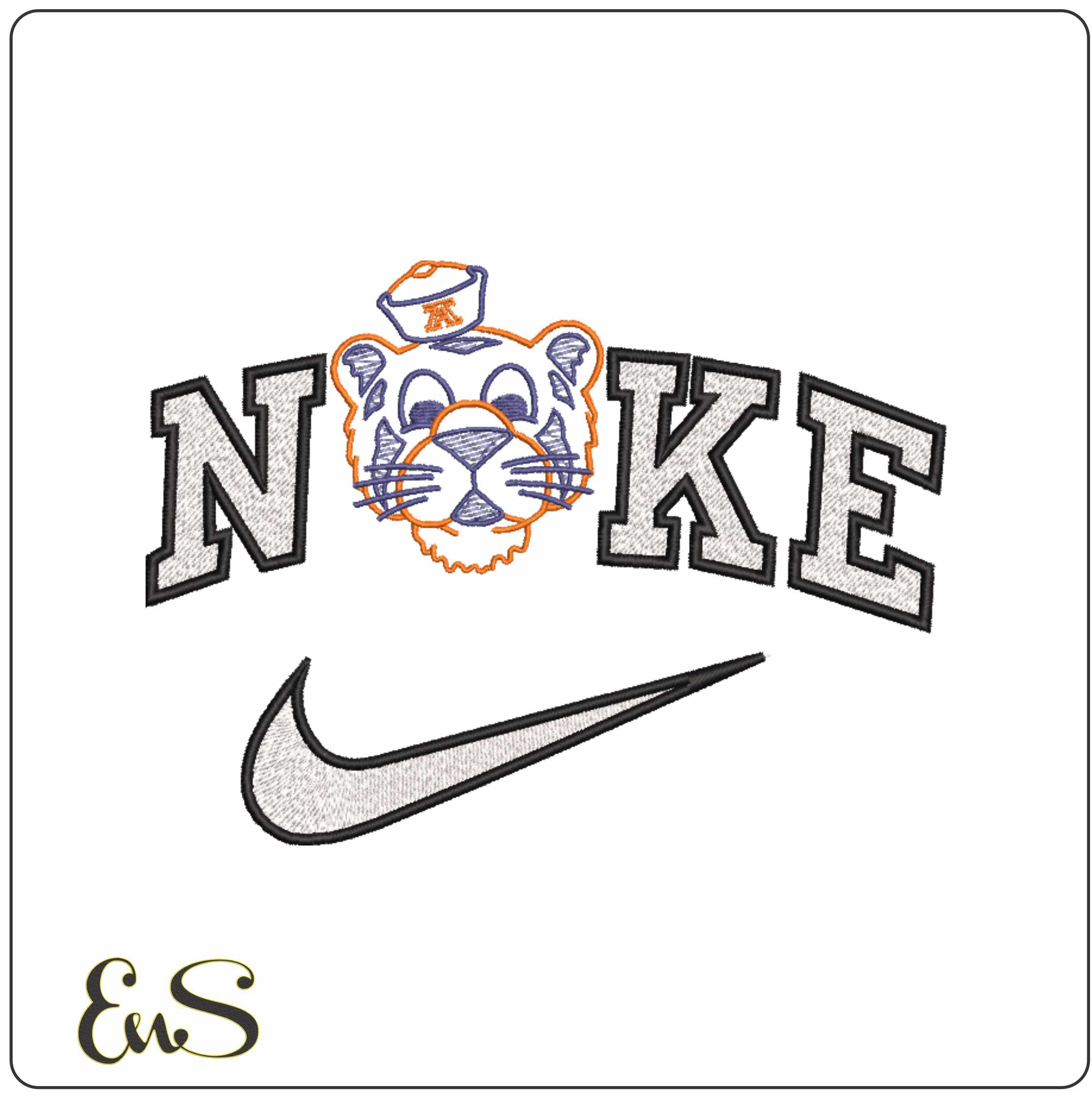 Nike Auburn Tigers 1957 1970 Outline Auburn University   - Elegant embroidery design file-instant download
