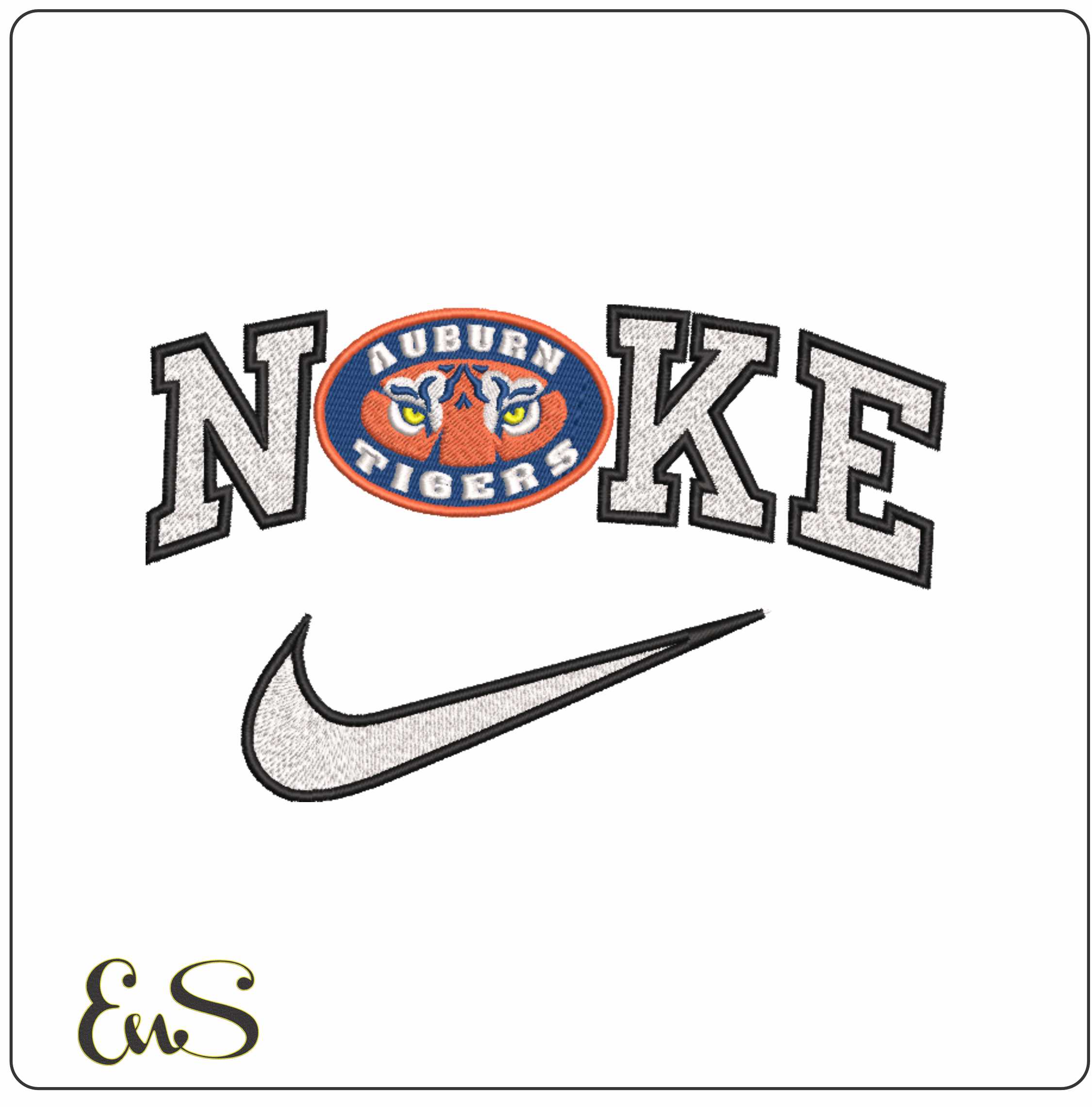 Nike Auburn Tigers Eyes Emblem Auburn University   - Elegant embroidery design file-instant download