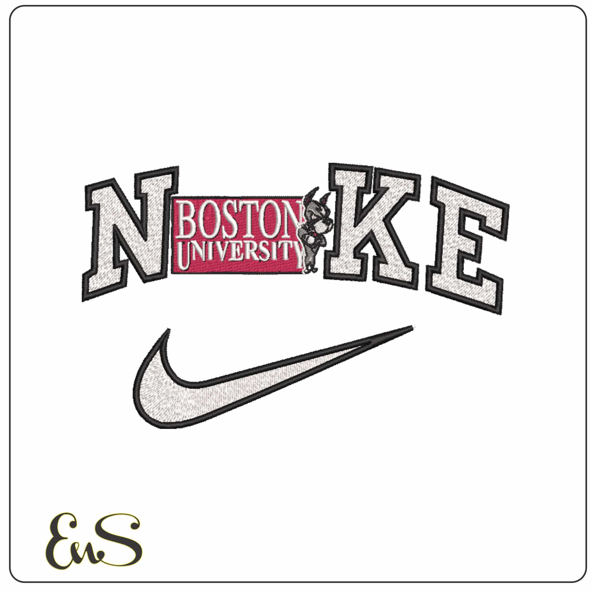 Nike Boston University Terriers Alternate Boston University   - Elegant embroidery design file-instant download