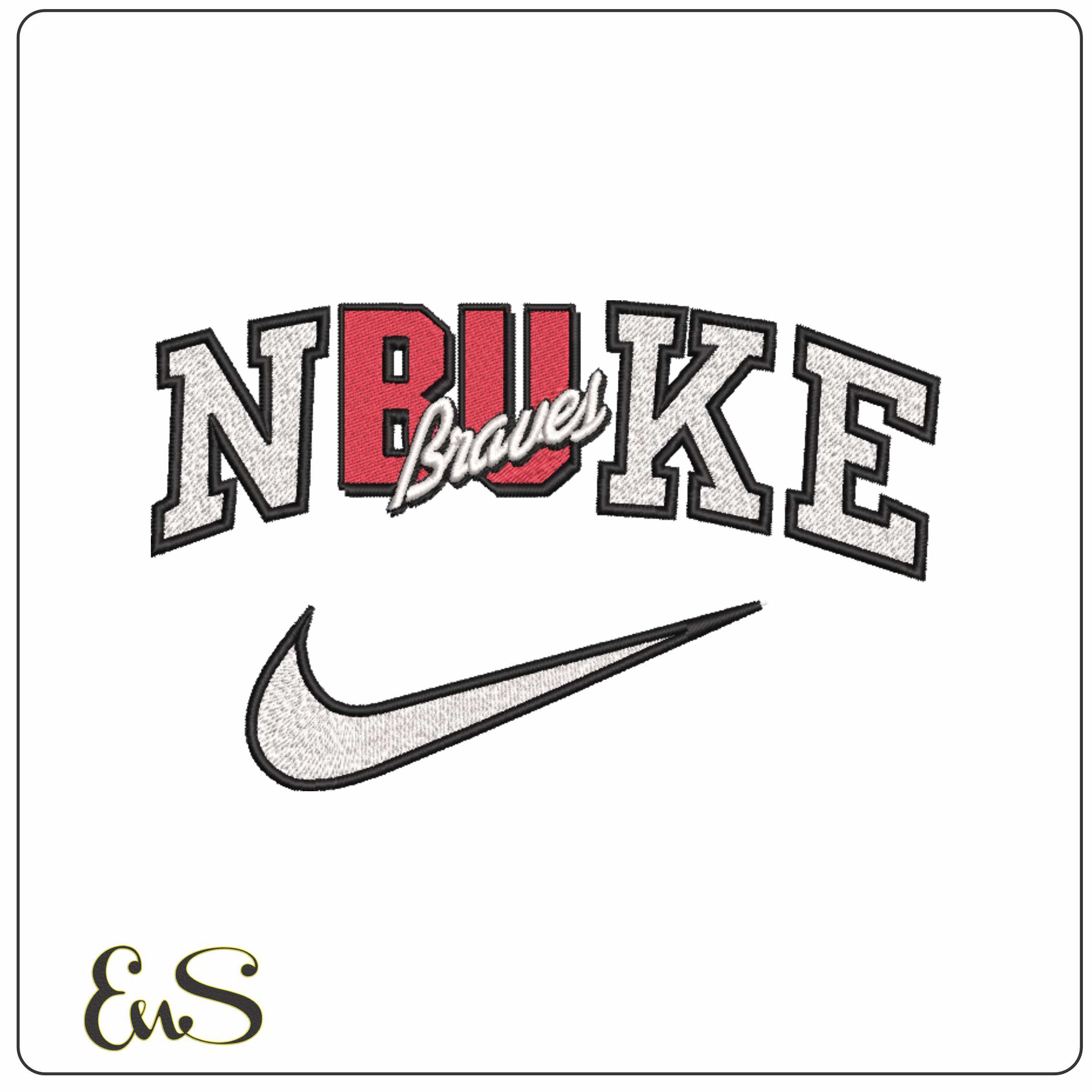 Nike Bradley Braves 1989 2011 Bradley University    - Elegant embroidery design file-instant download