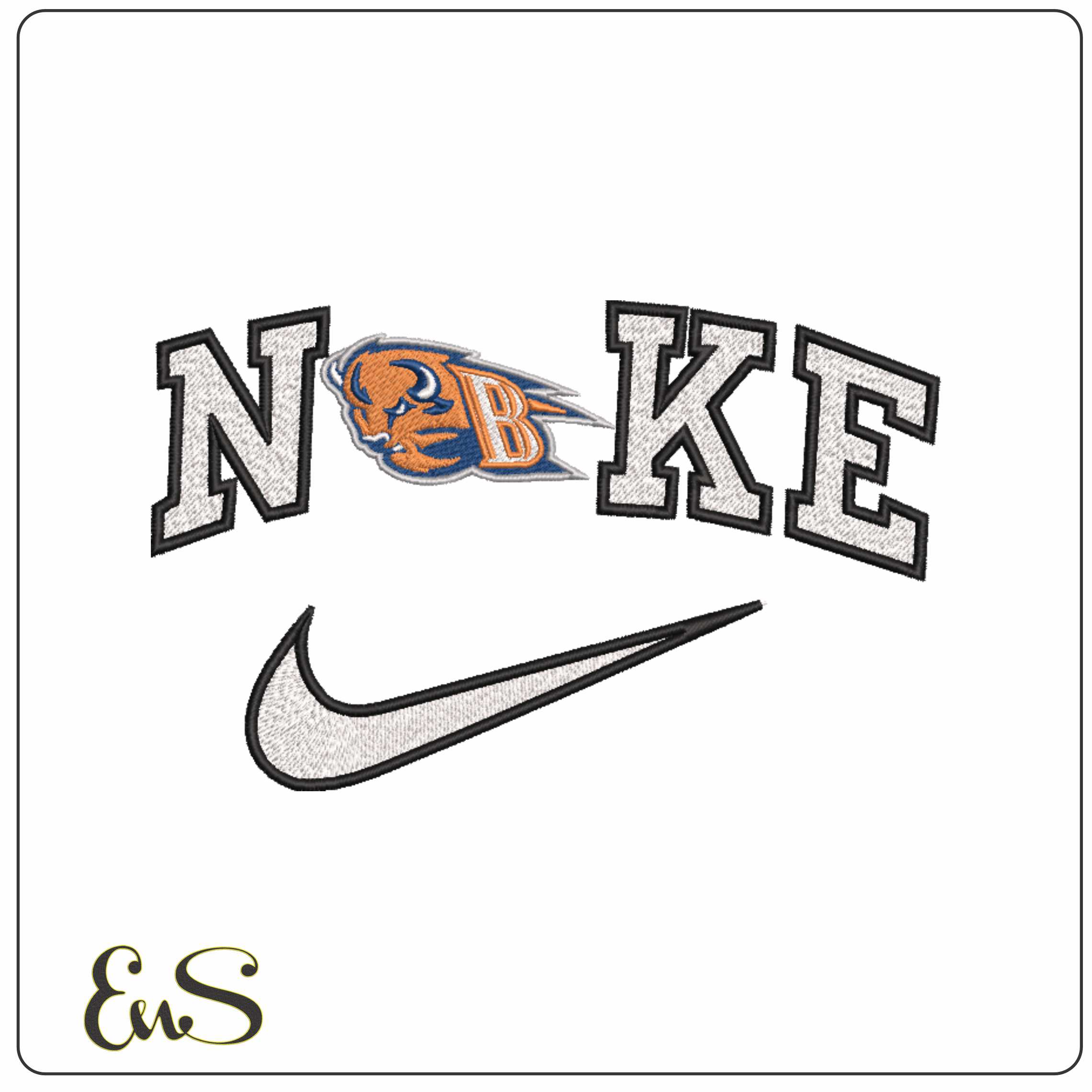 Nike Bucknell Bison B Bucknell University    - Elegant embroidery design file-instant download