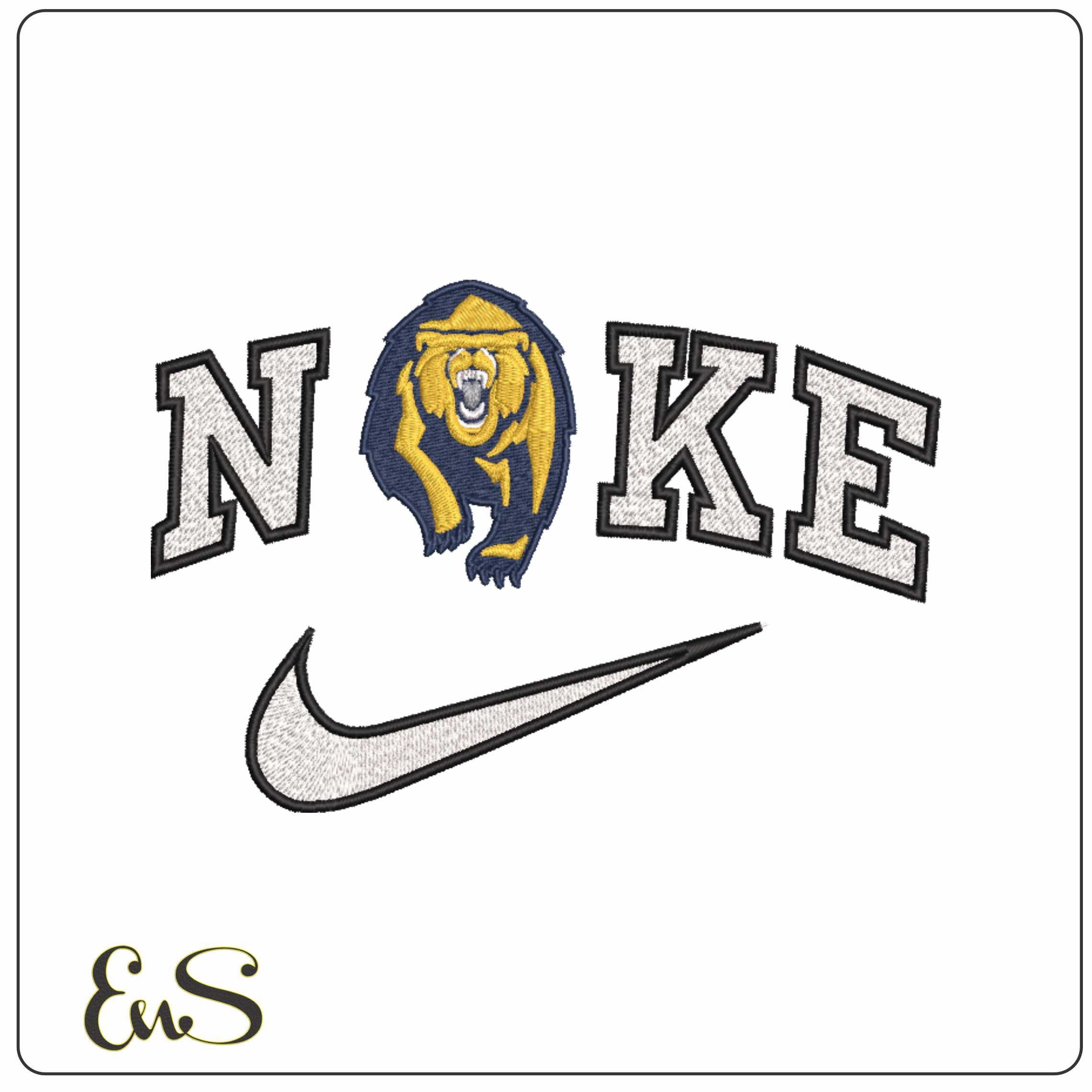 Nike California Golden Bear University of California Berkeley    - Elegant embroidery design file-instant download