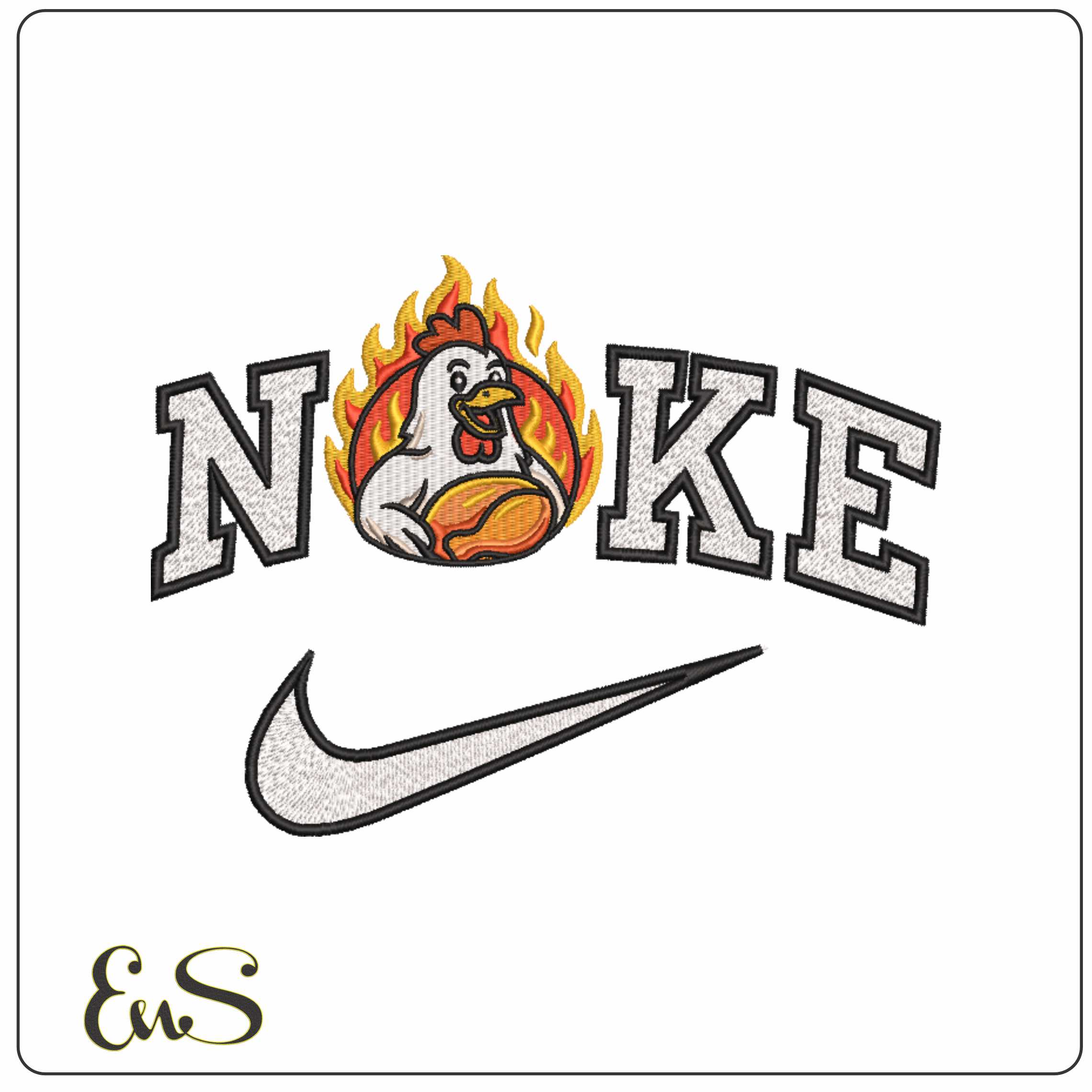 Nike Chicken Serving Roast Chicken     - Elegant embroidery design file-instant download