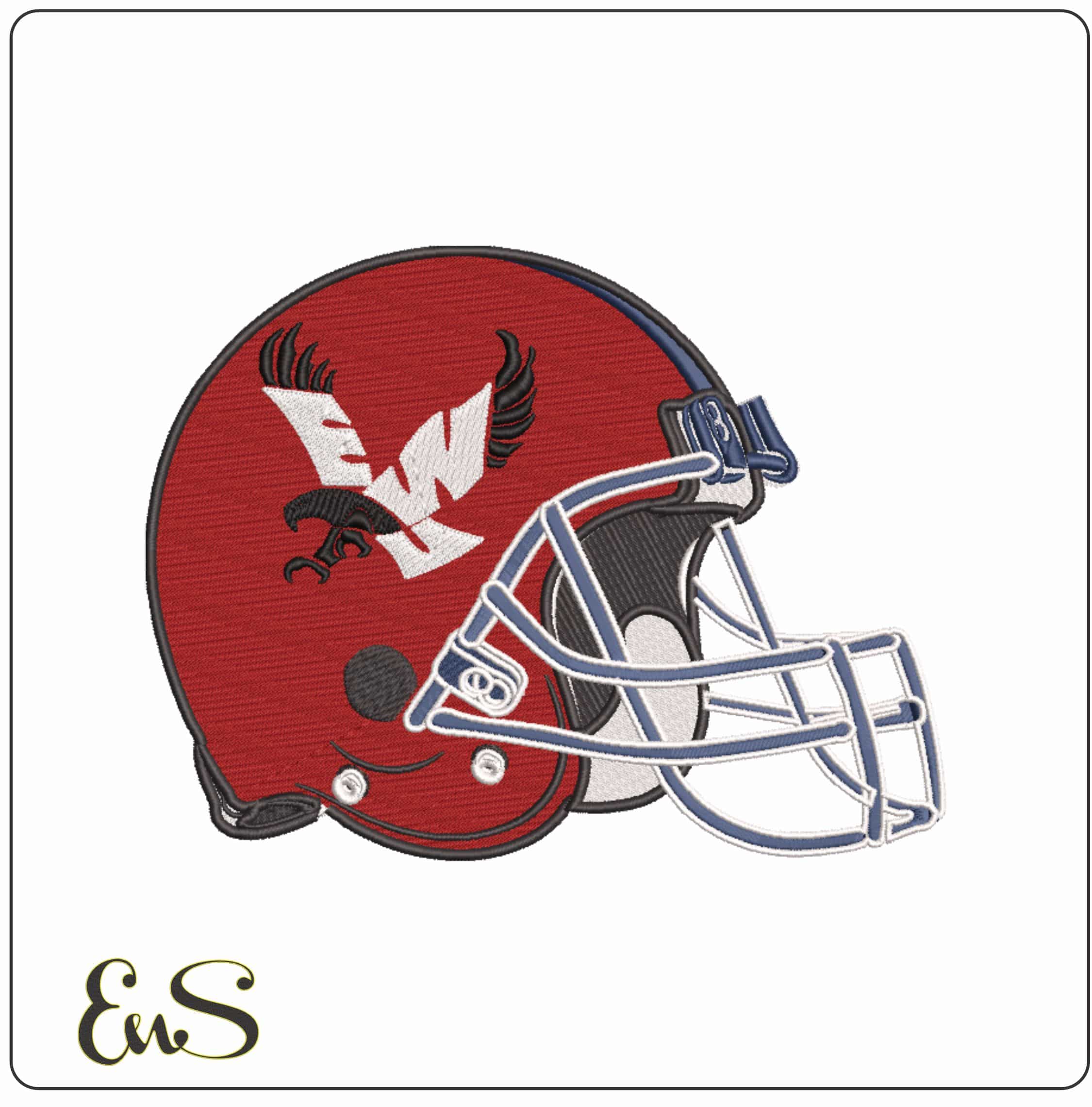 Eastern Washington Eagles Red Football Helmet Embroidery Design