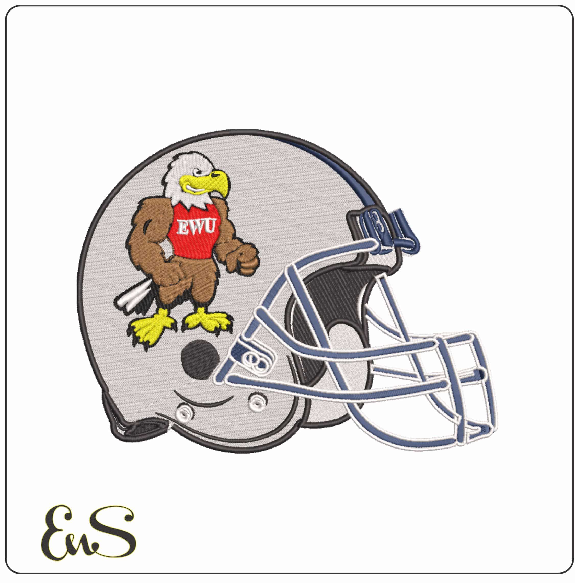 Eastern Washington Eagles Mascot Football Helmet Embroidery Design