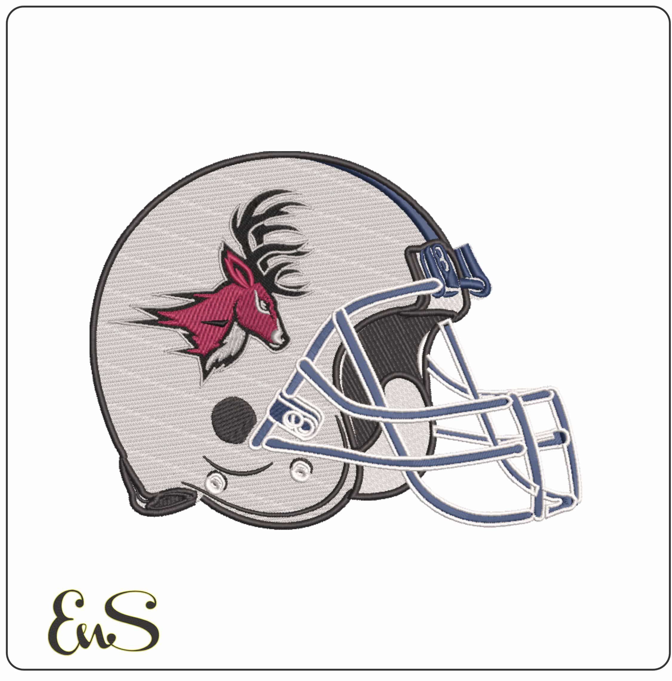 Fairfield Stags Stag Head Football Helmet Embroidery Design