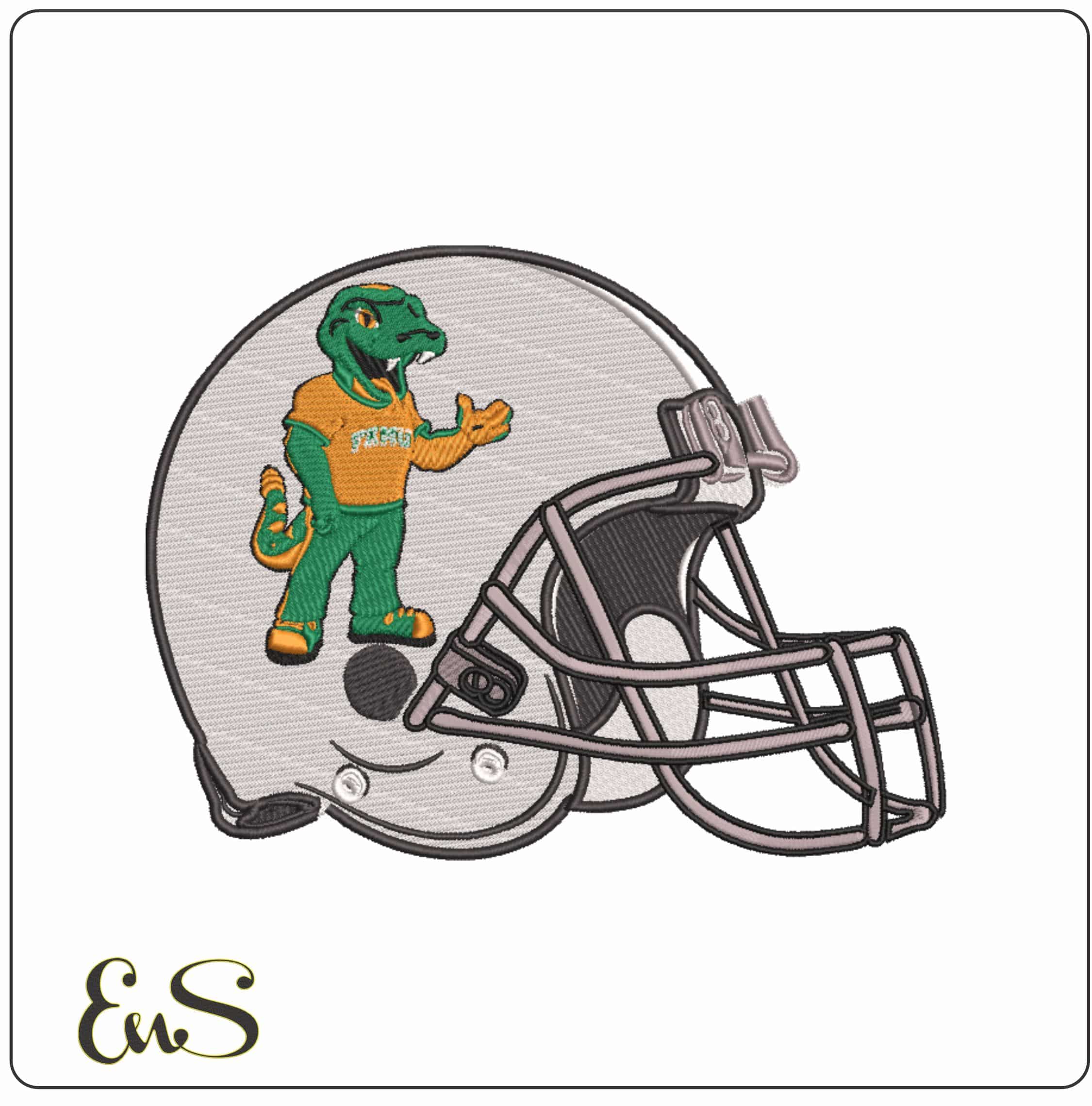 FAMU Rattlers Mascot Football Helmet Embroidery Design