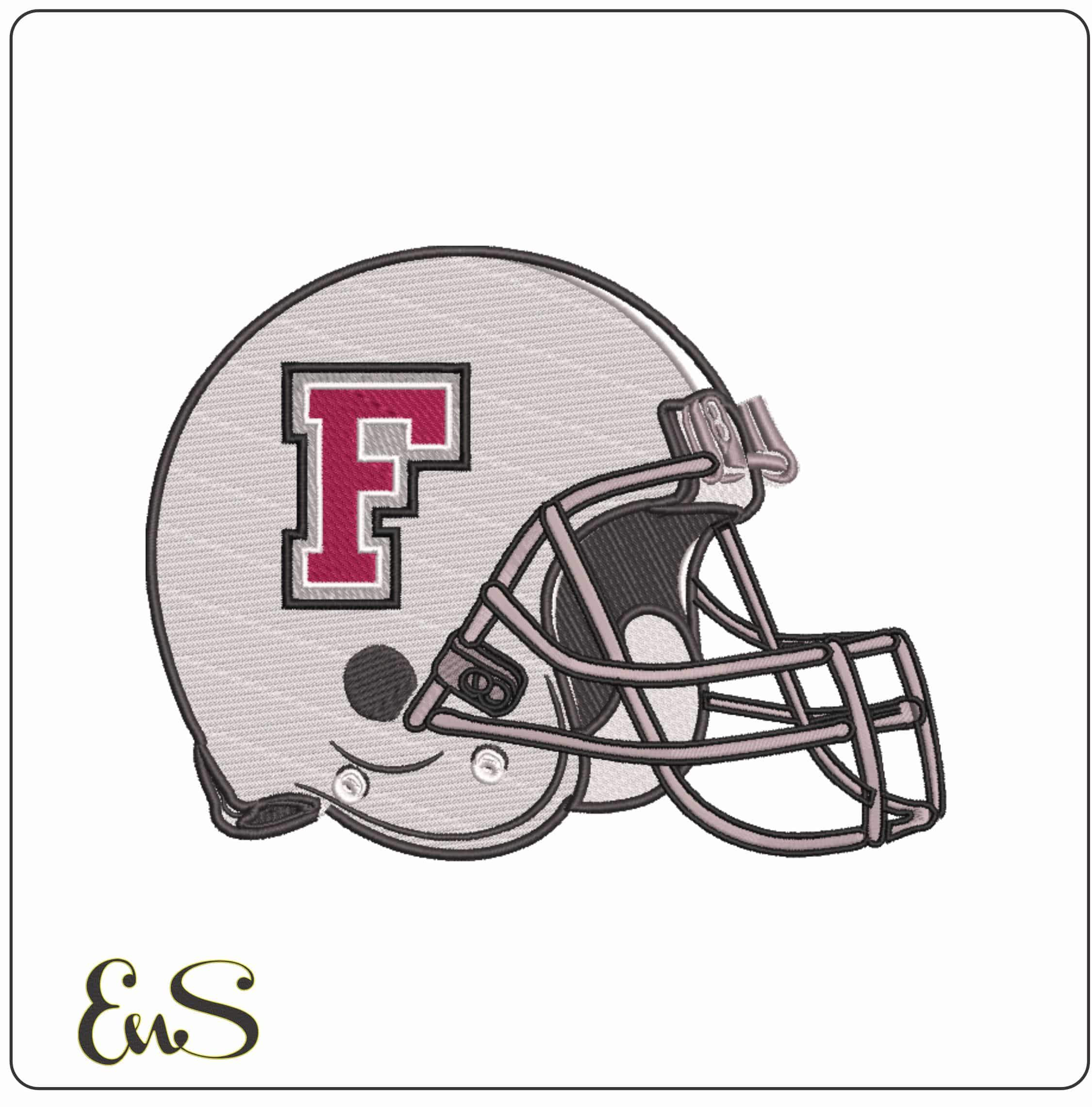 Fordham Rams Block F Football Helmet Embroidery Design