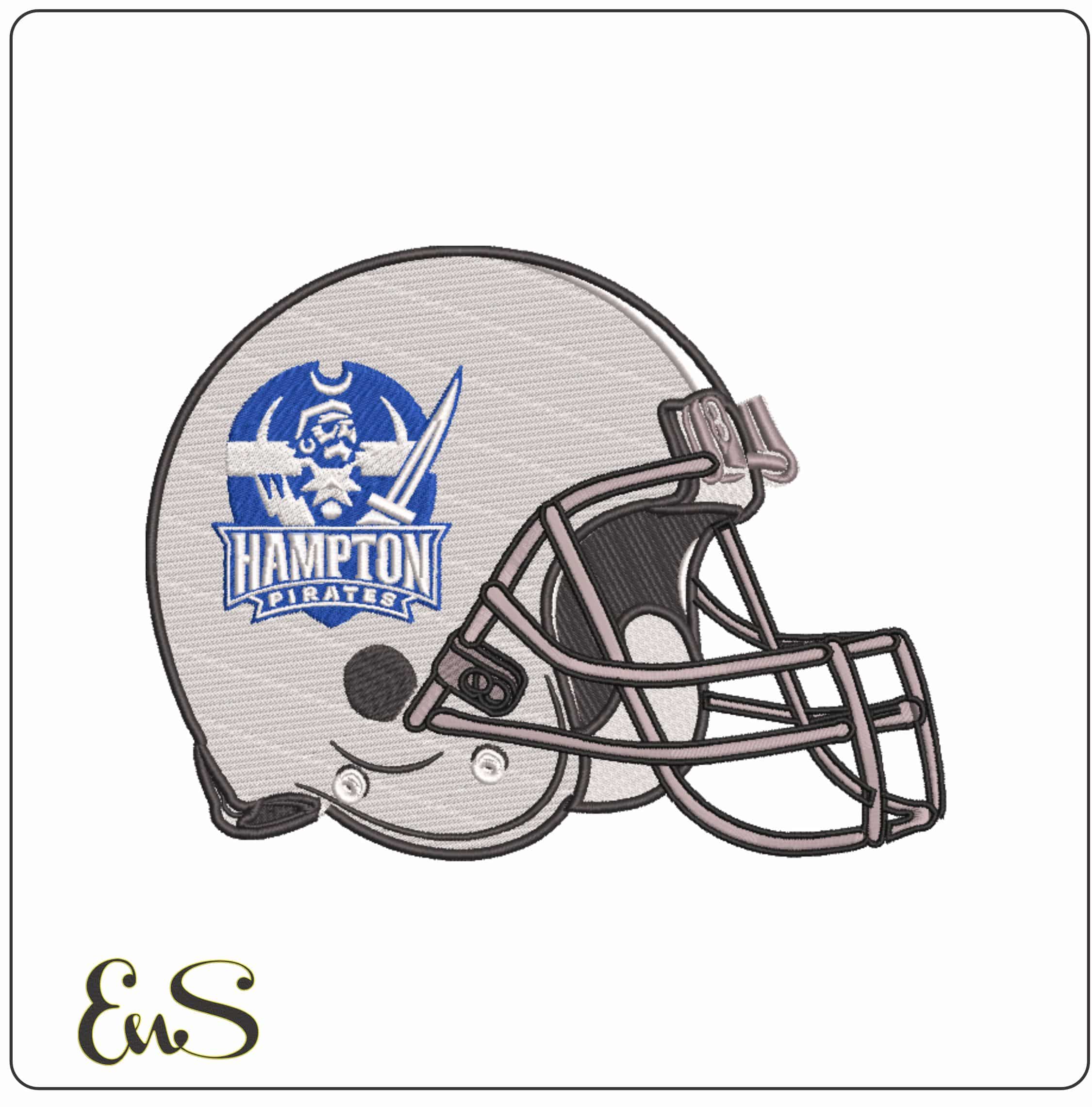 AF Helmet Hampton Pirates 2007 on Hampton University - Elegant embroidery design file-instant download
