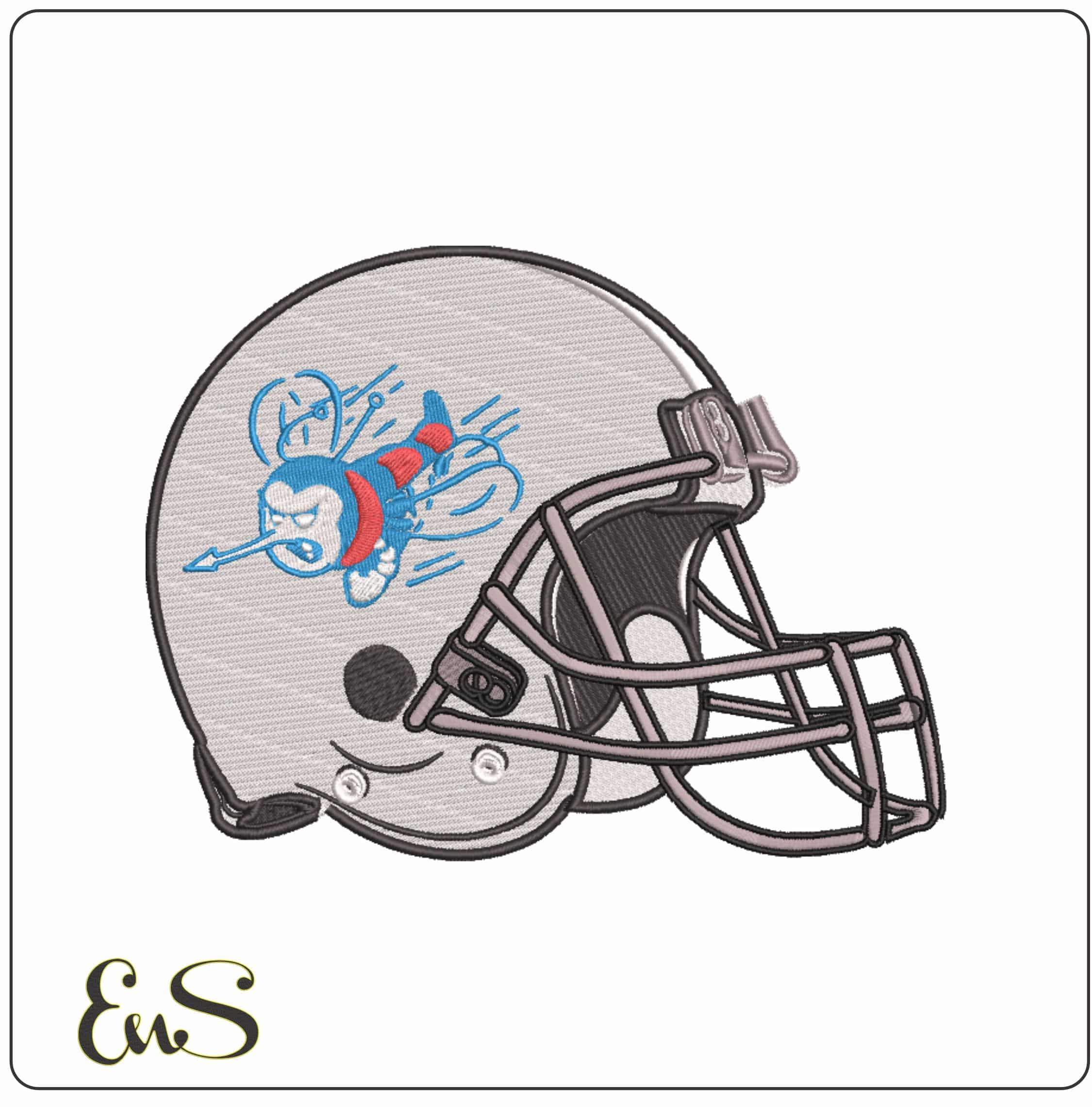American Football Helmet Delaware State Hornets logo 1970 2001    - Elegant embroidery design file-instant download