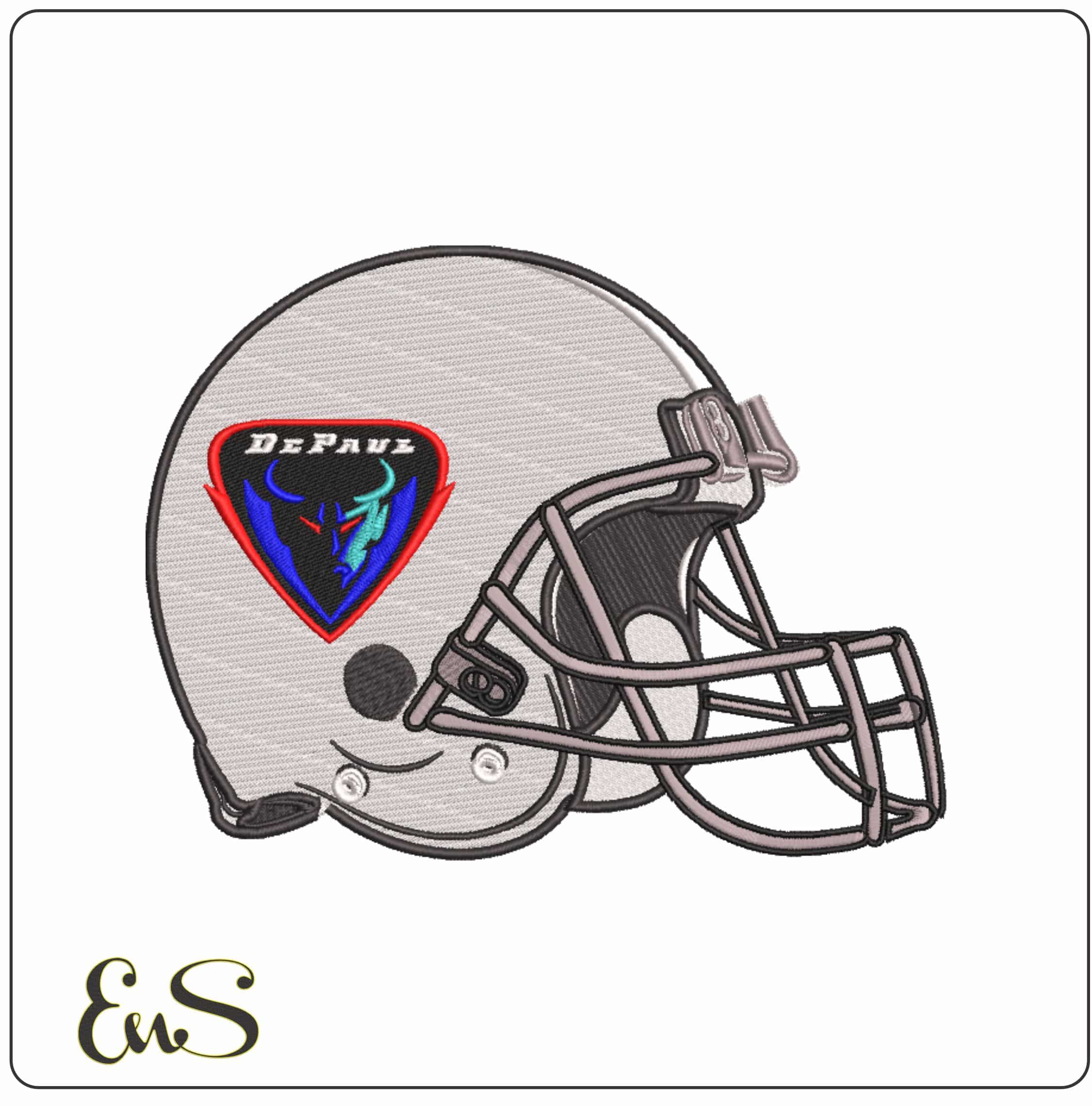 American Football Helmet DePaul Blue Demons Alternate     - Elegant embroidery design file-instant download