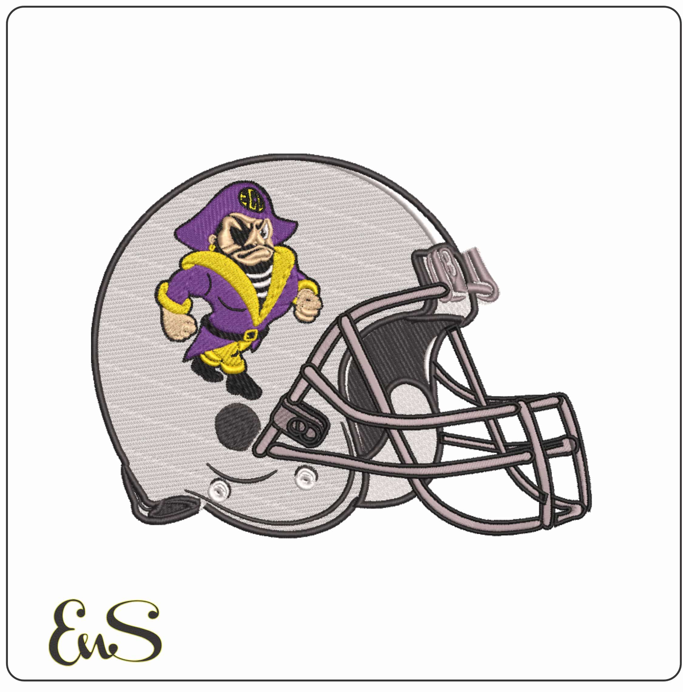 American Football Helmet East Carolina Pirates 1983 1998     - Elegant embroidery design file-instant download