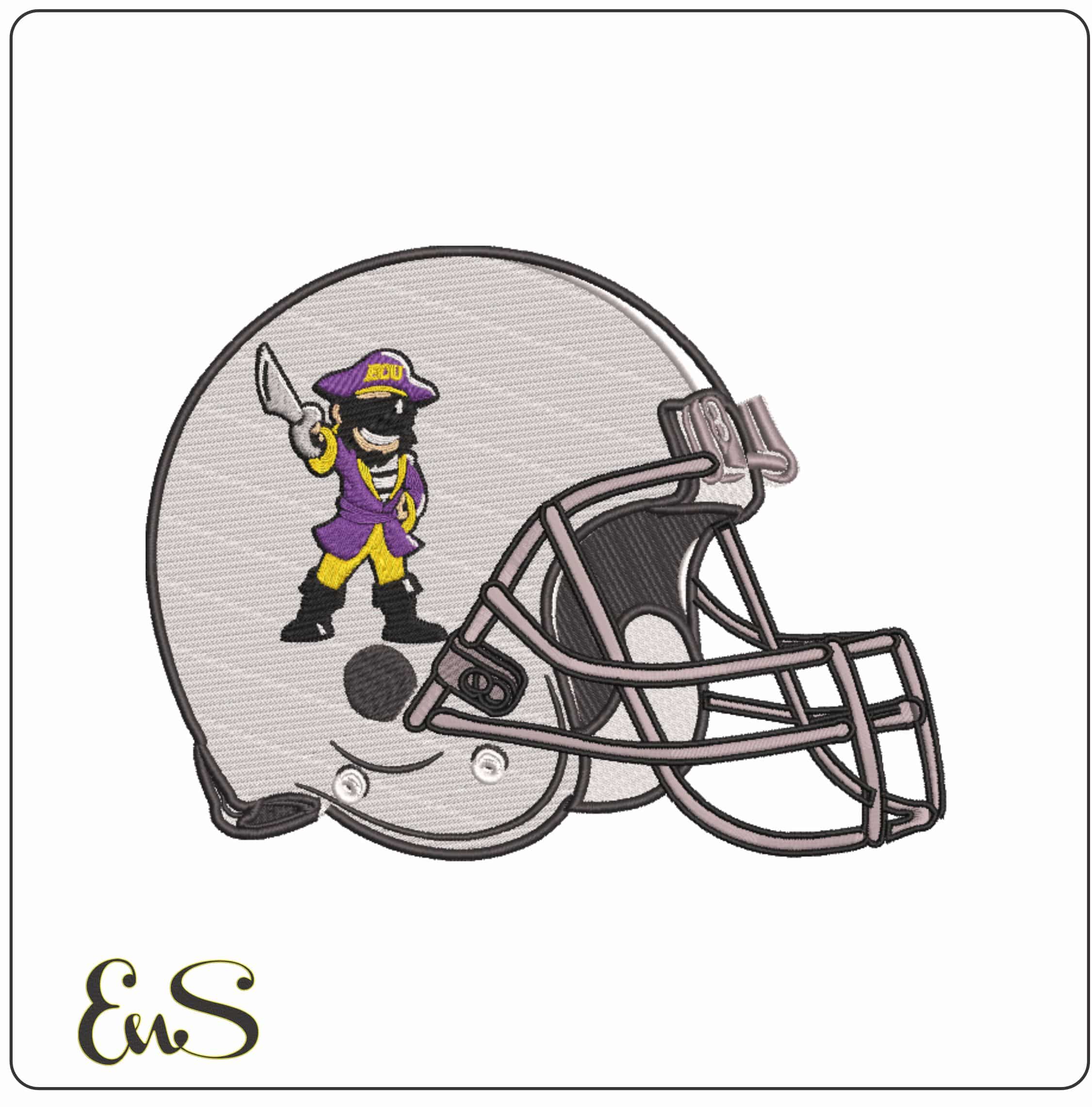 American Football Helmet East Carolina Pirates Mascot  University     - Elegant embroidery design file-instant download