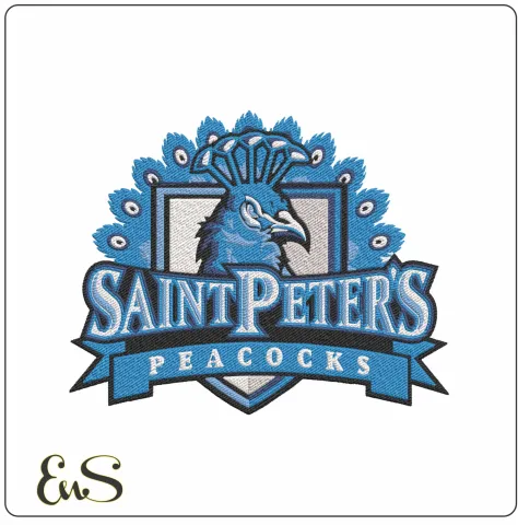 Saint Peters Peacocks Alternate Logo Embroidery Design