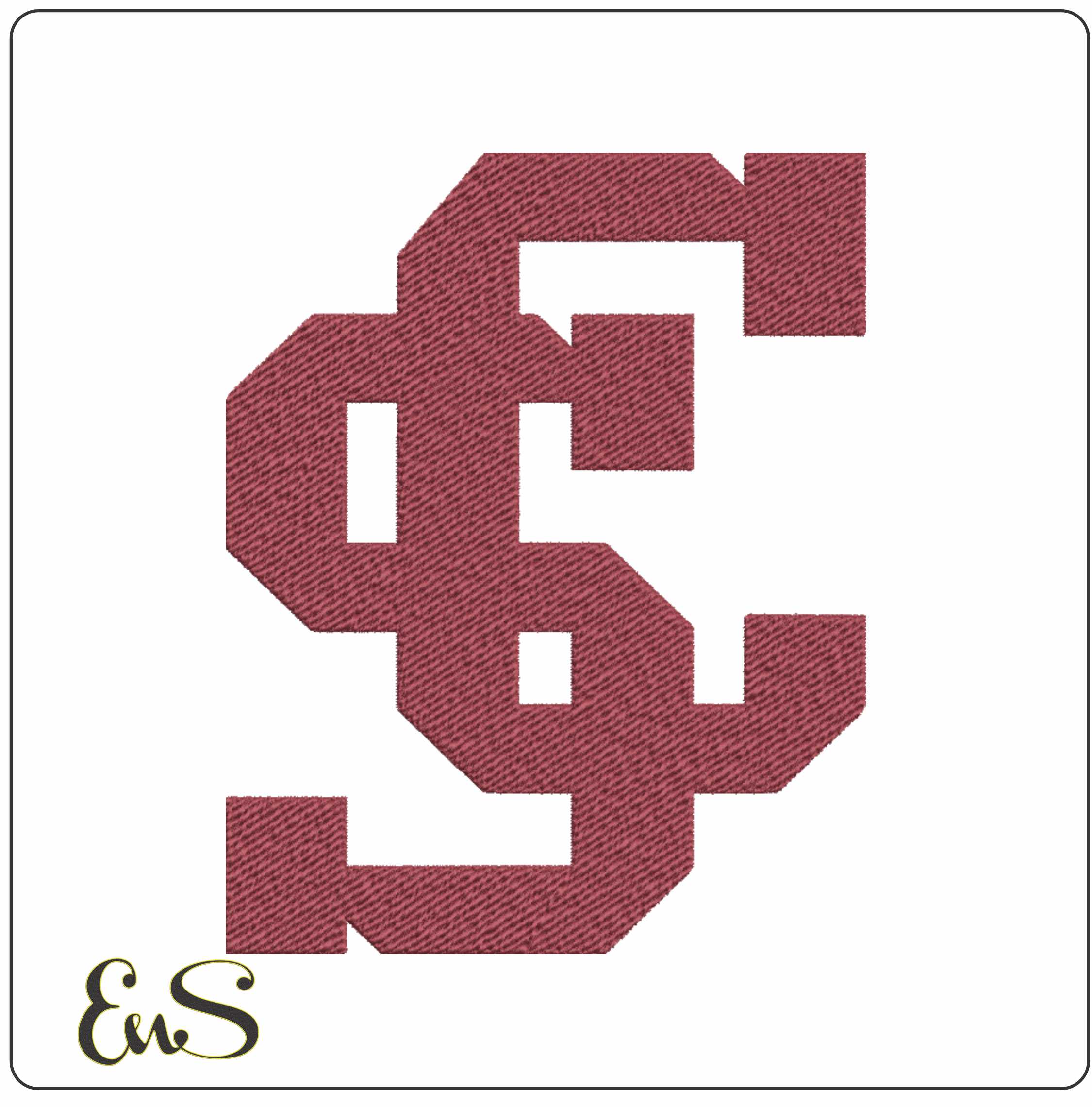 Santa Clara Broncos Interlocking SC Embroidery Design