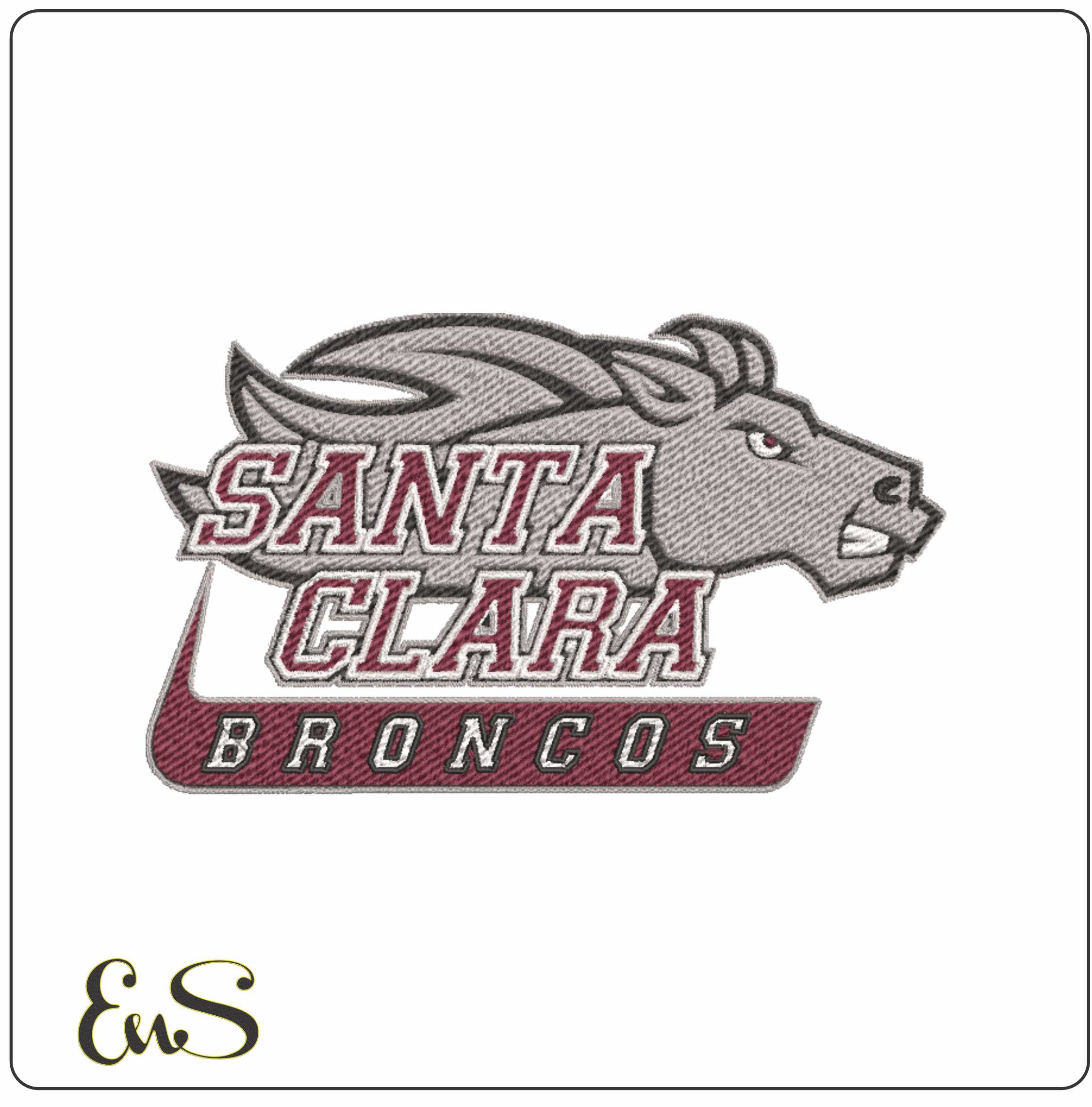 Santa Clara Broncos Bronco Head Wordmark Embroidery Design