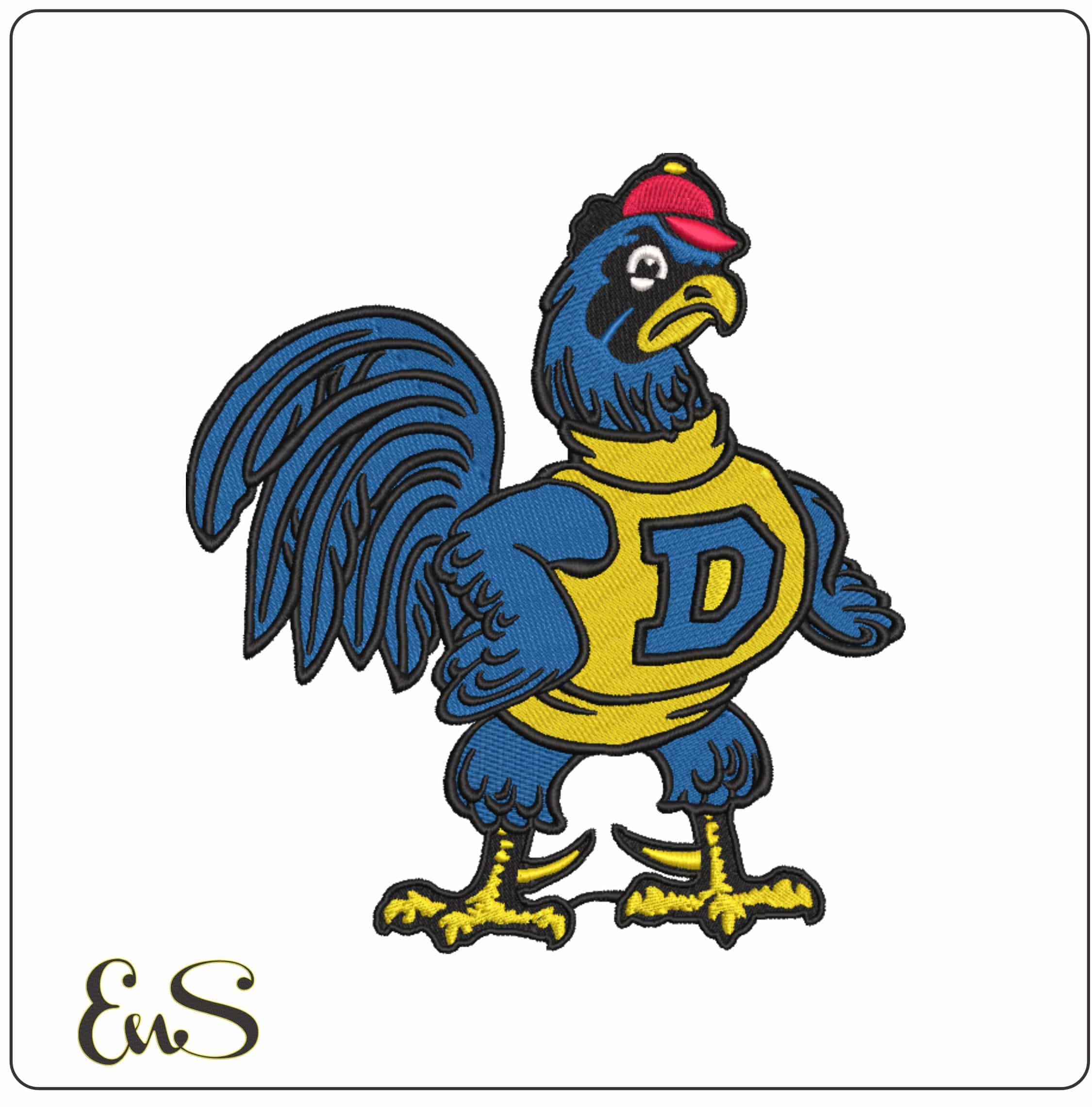 Delaware Blue Hens Logo 1967 to 1987 University   - Elegant embroidery design file-instant download
