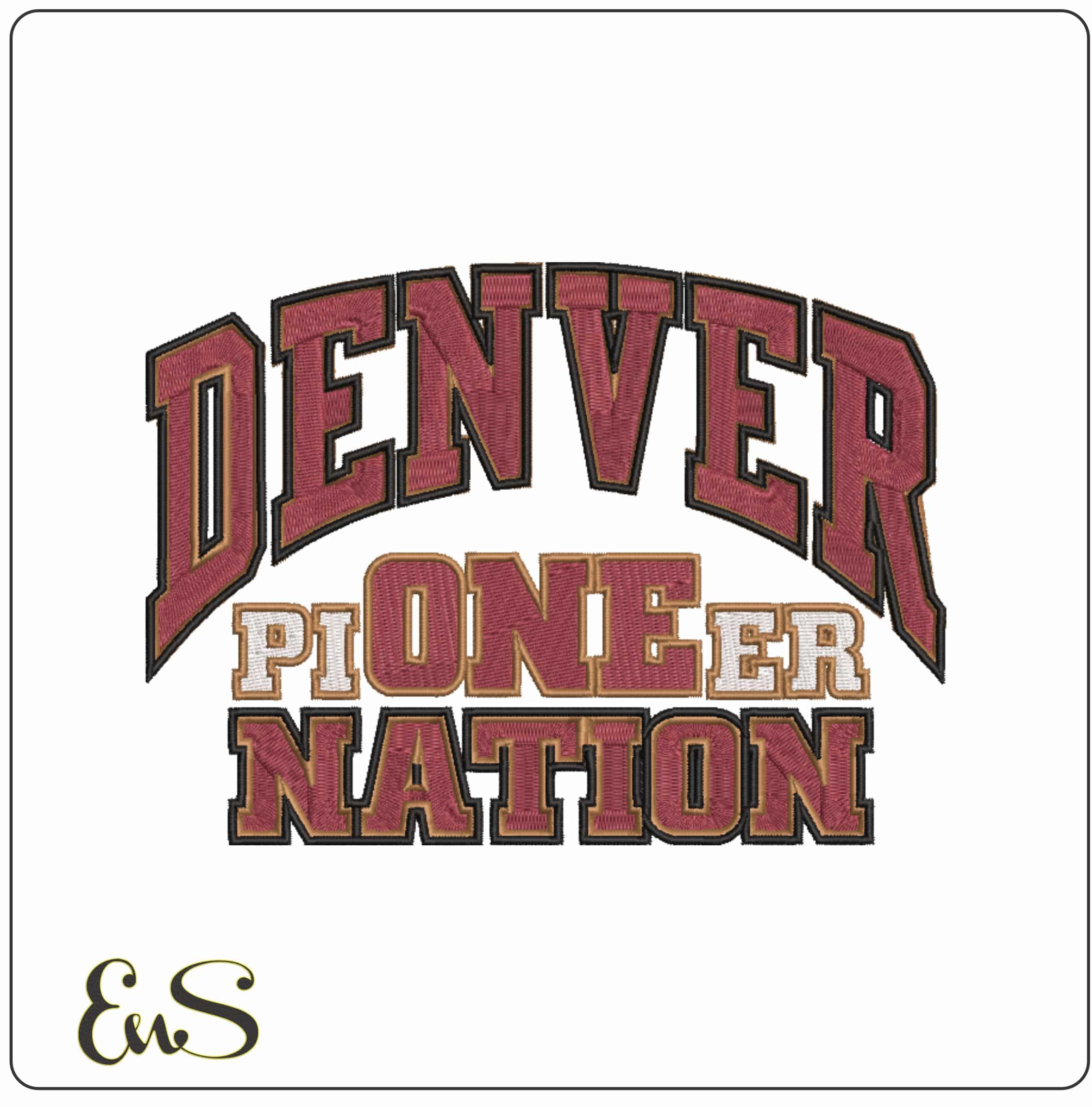 Denver Pioneers Pioneer Nation Varsity Lettering Embroidery Design