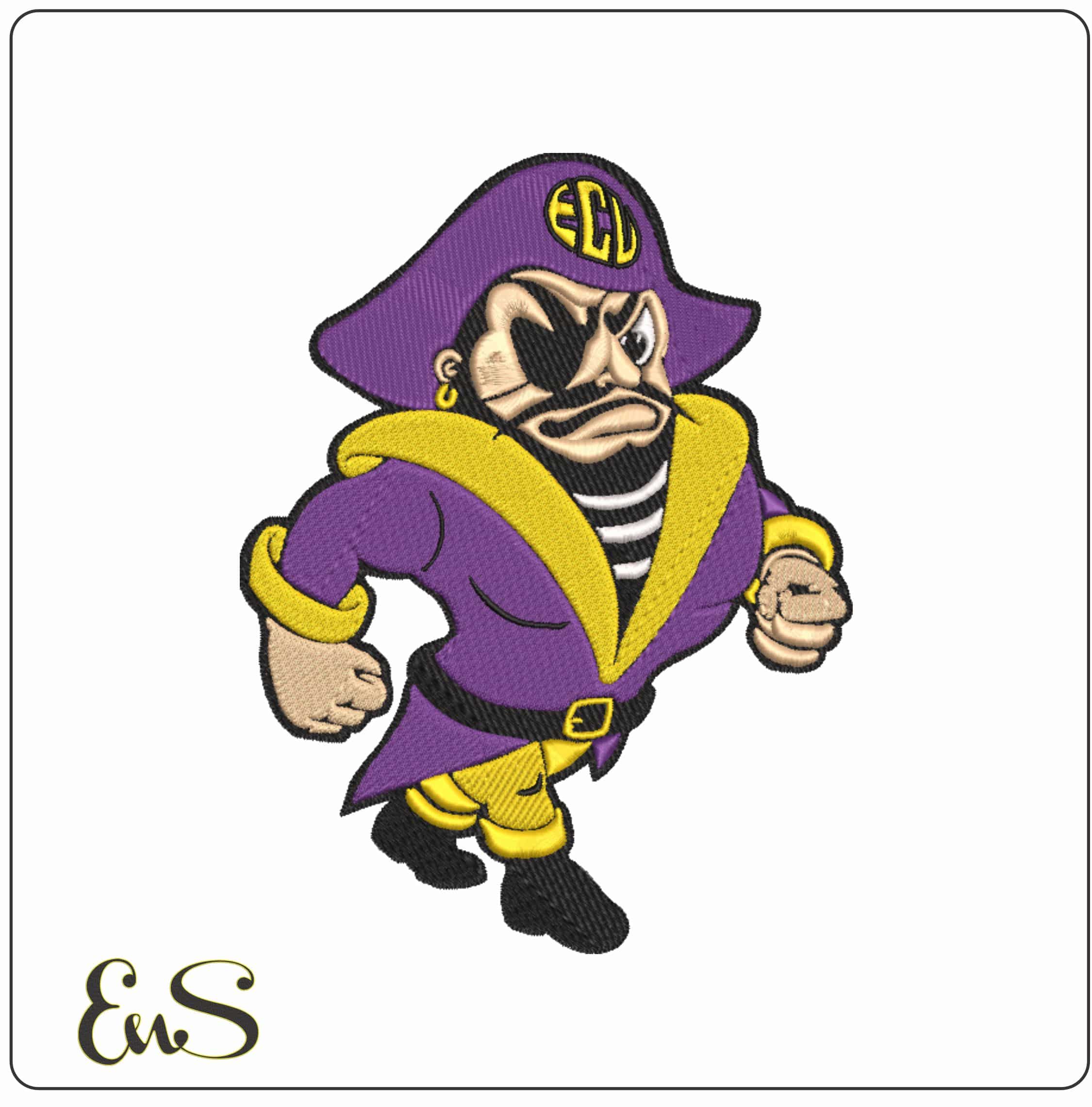 East Carolina Pirates 1983 to 1998 East Carolina University  - Elegant embroidery design file-instant download