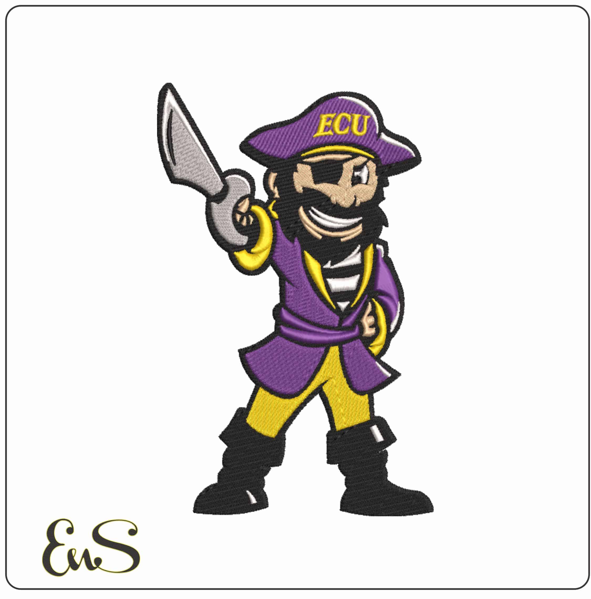 East Carolina Pirates Mascot East Carolina University  - Elegant embroidery design file-instant download