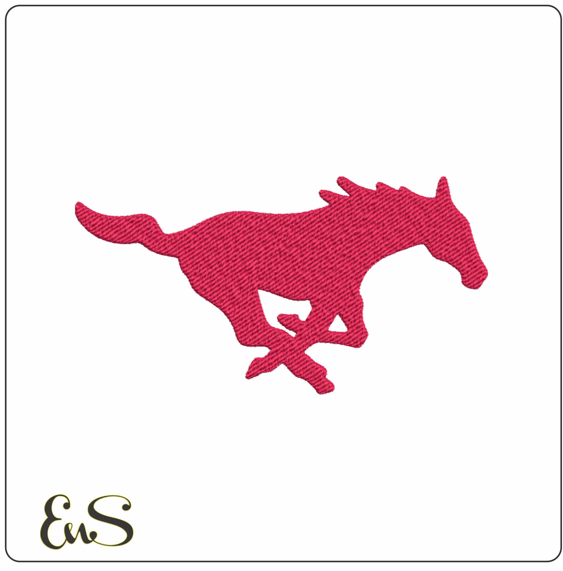 SMU Mustangs Running Horse Logo Embroidery Design
