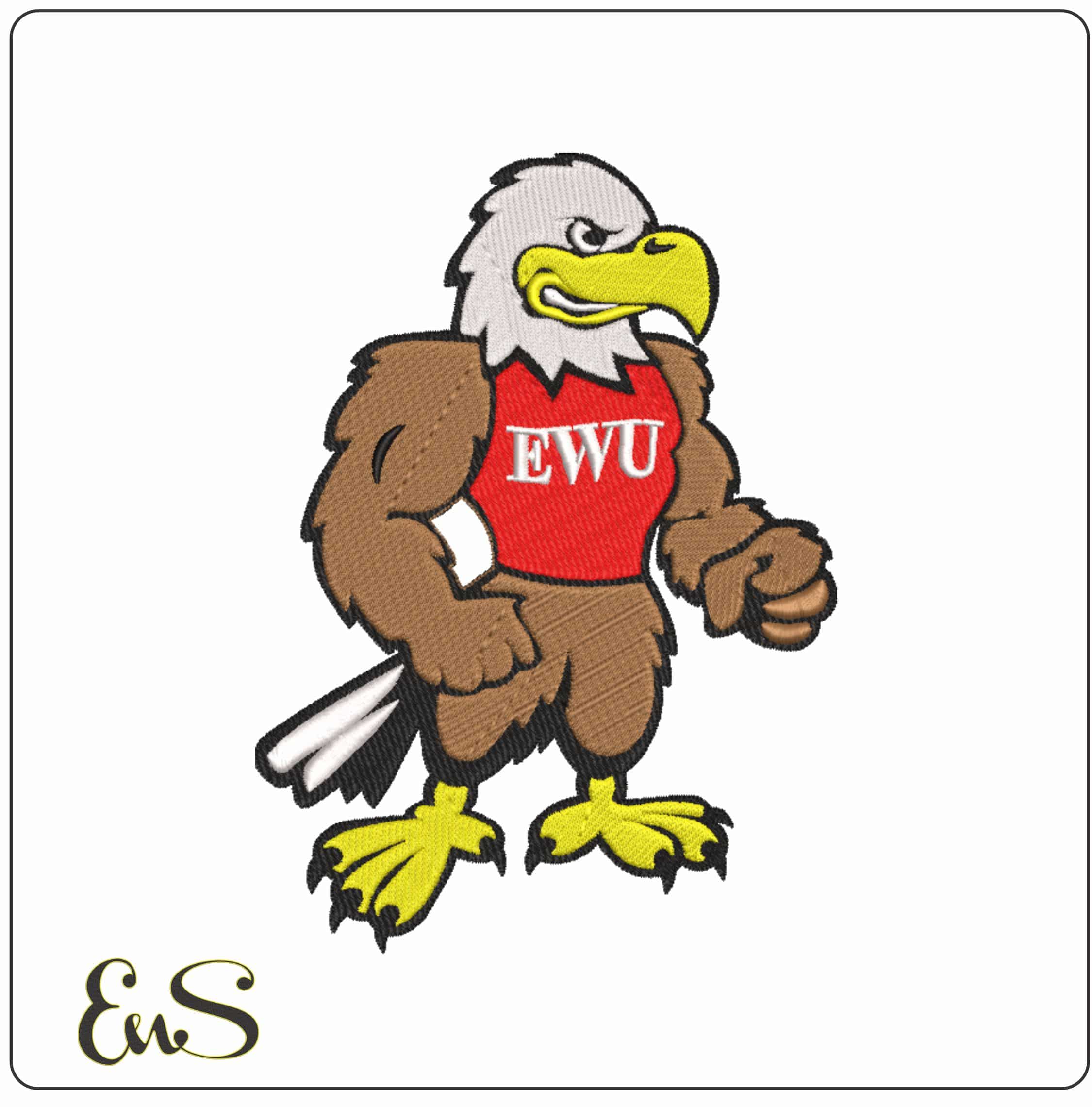Eastern Washington Eagles Swoop Mascot Embroidery Design