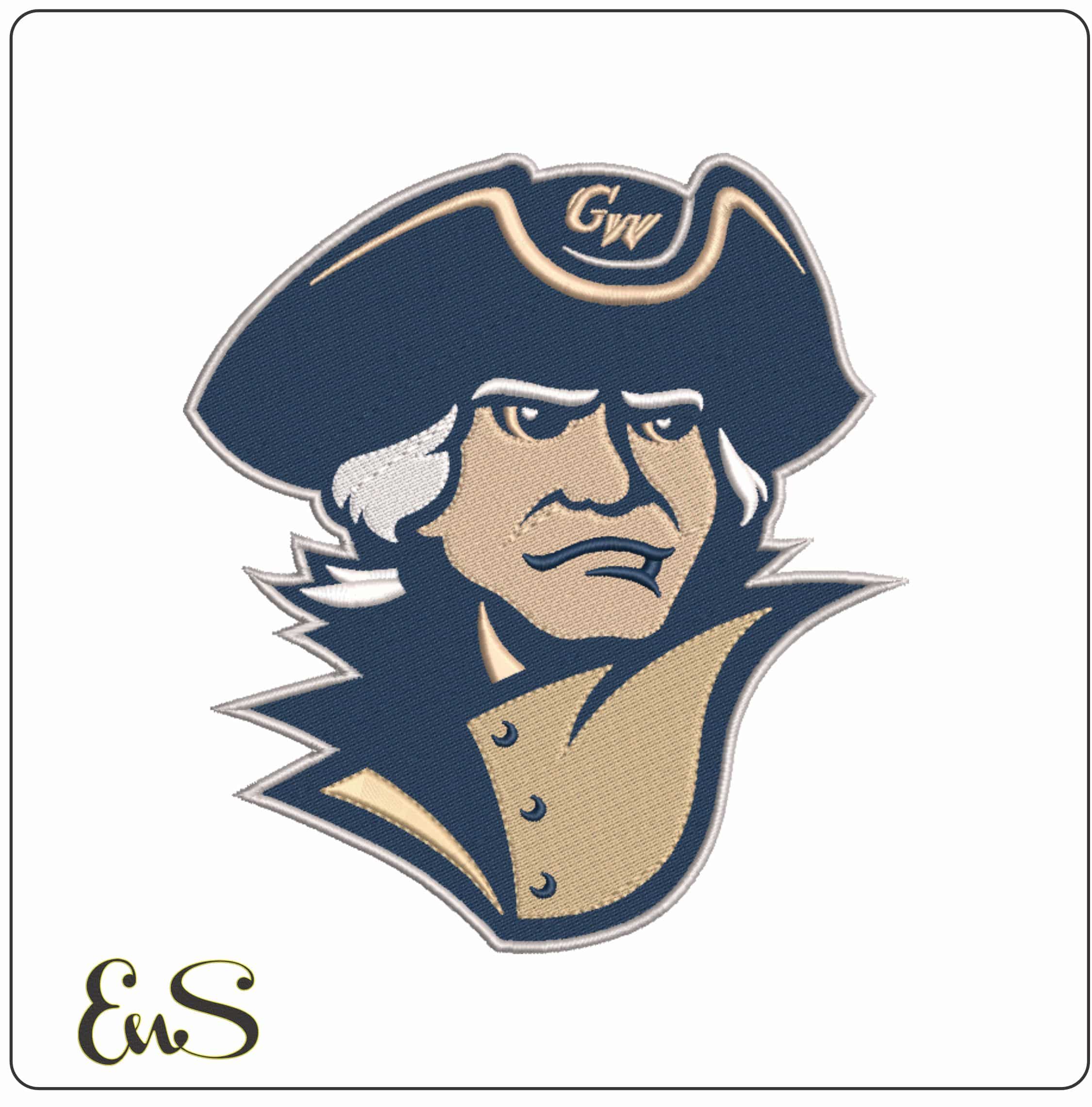 George Washington Colonials Tricorne Patriot GW Embroidery Design