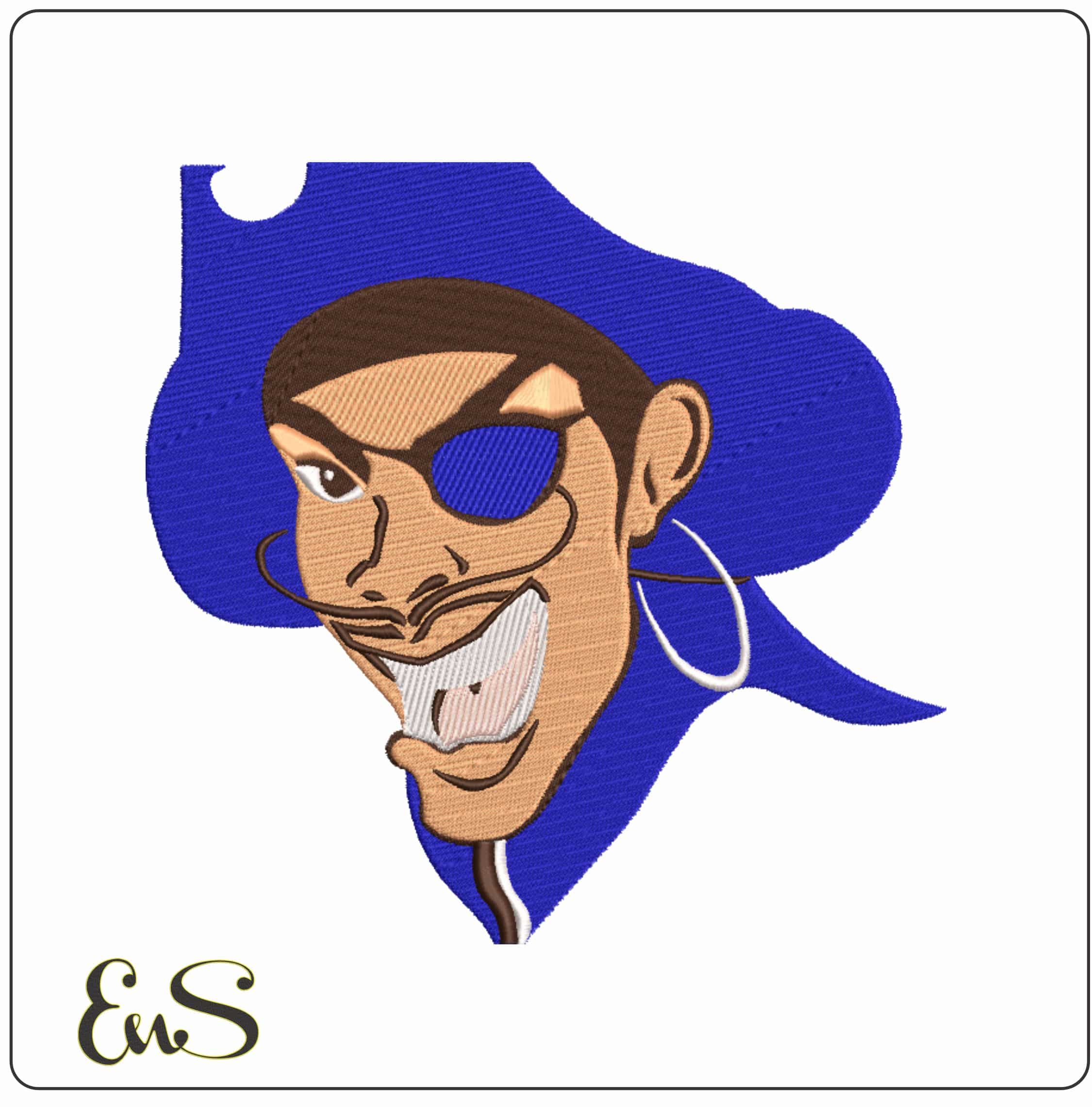 Hampton Pirates 1997-2002 Grinning Pirate Head Embroidery Design