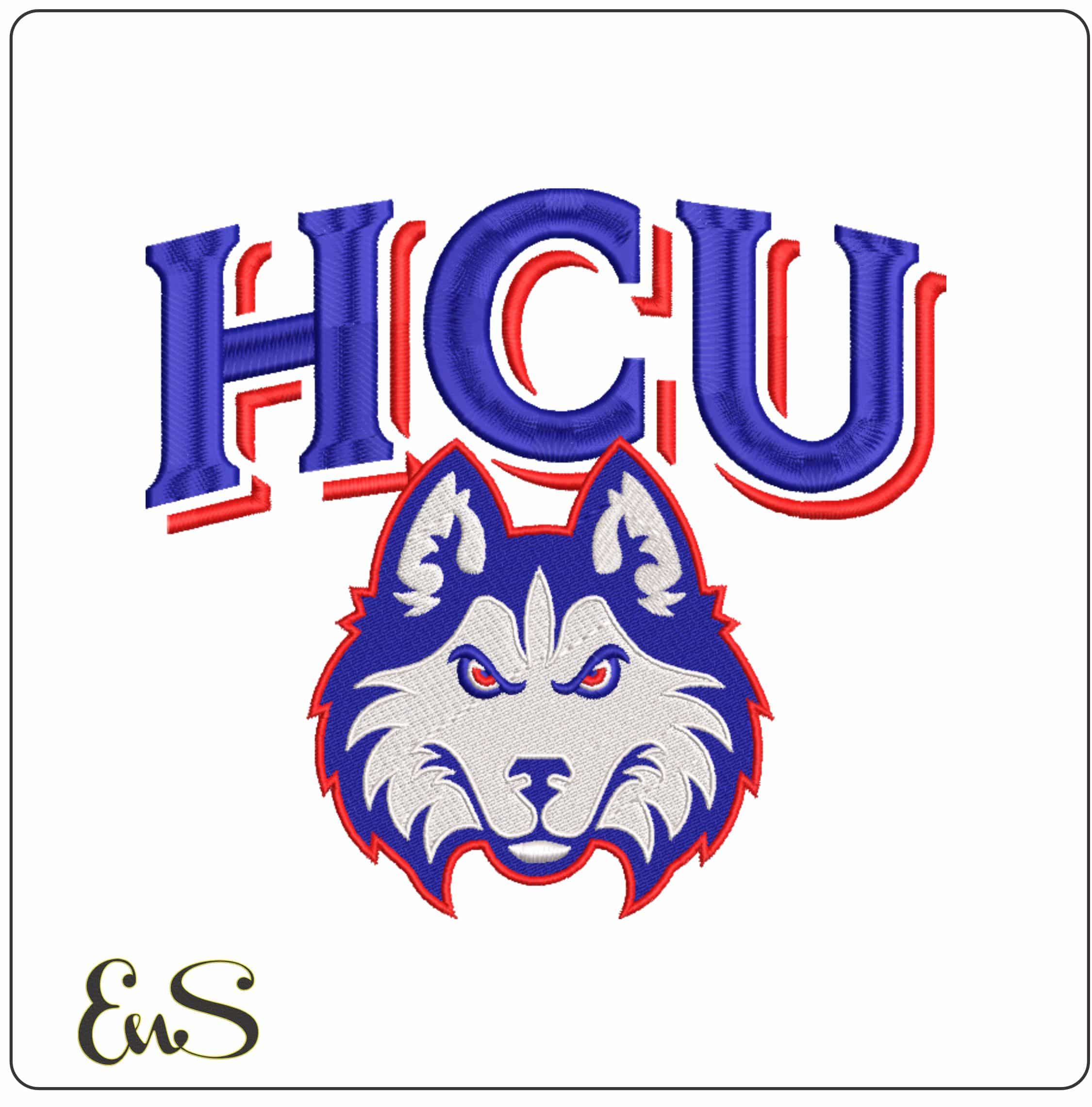Houston Christian Huskies 2023 Husky Head HCU Embroidery Design