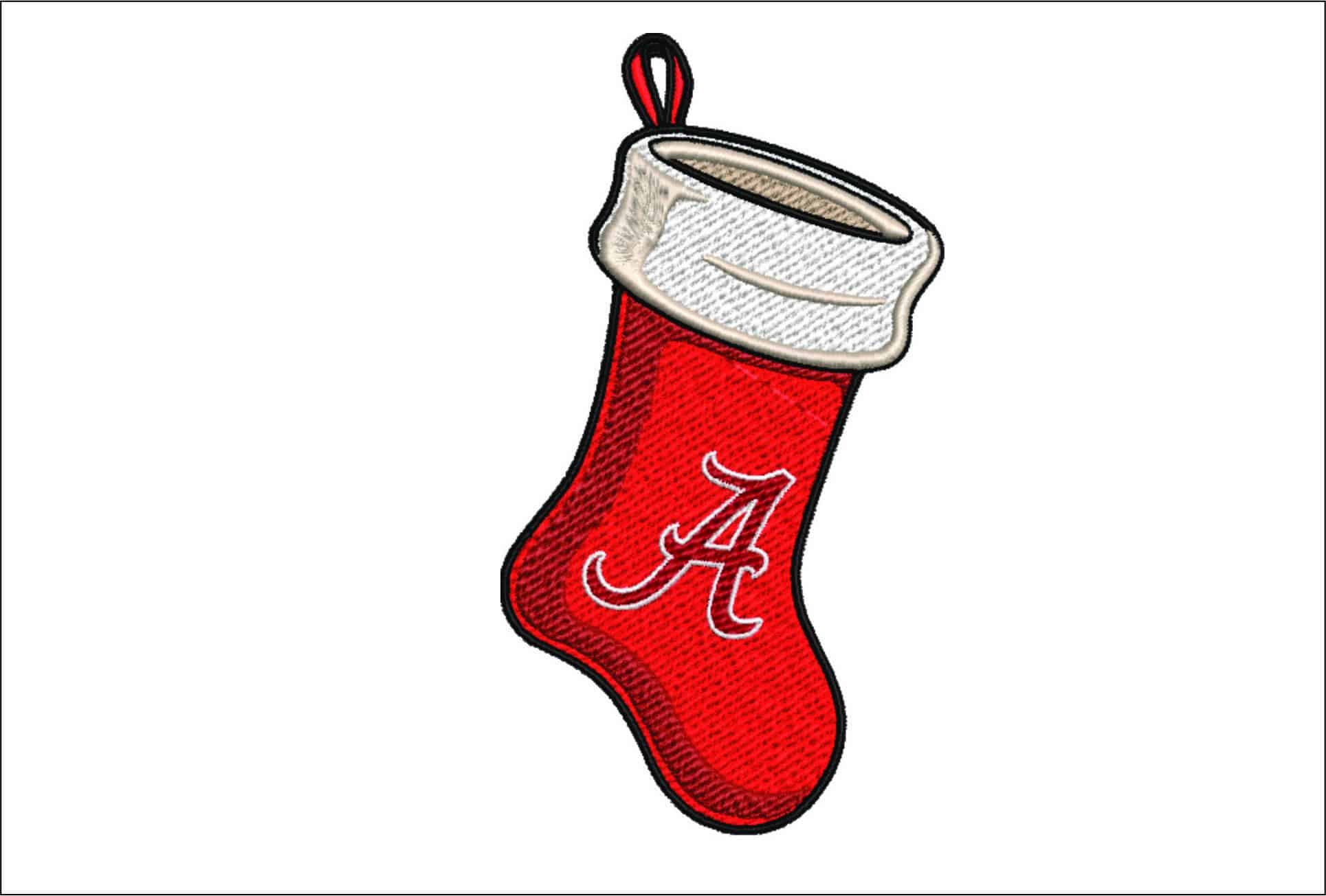 Alabama Crimson Tide Script A Fur Cuff Christmas Stocking Embroidery Design