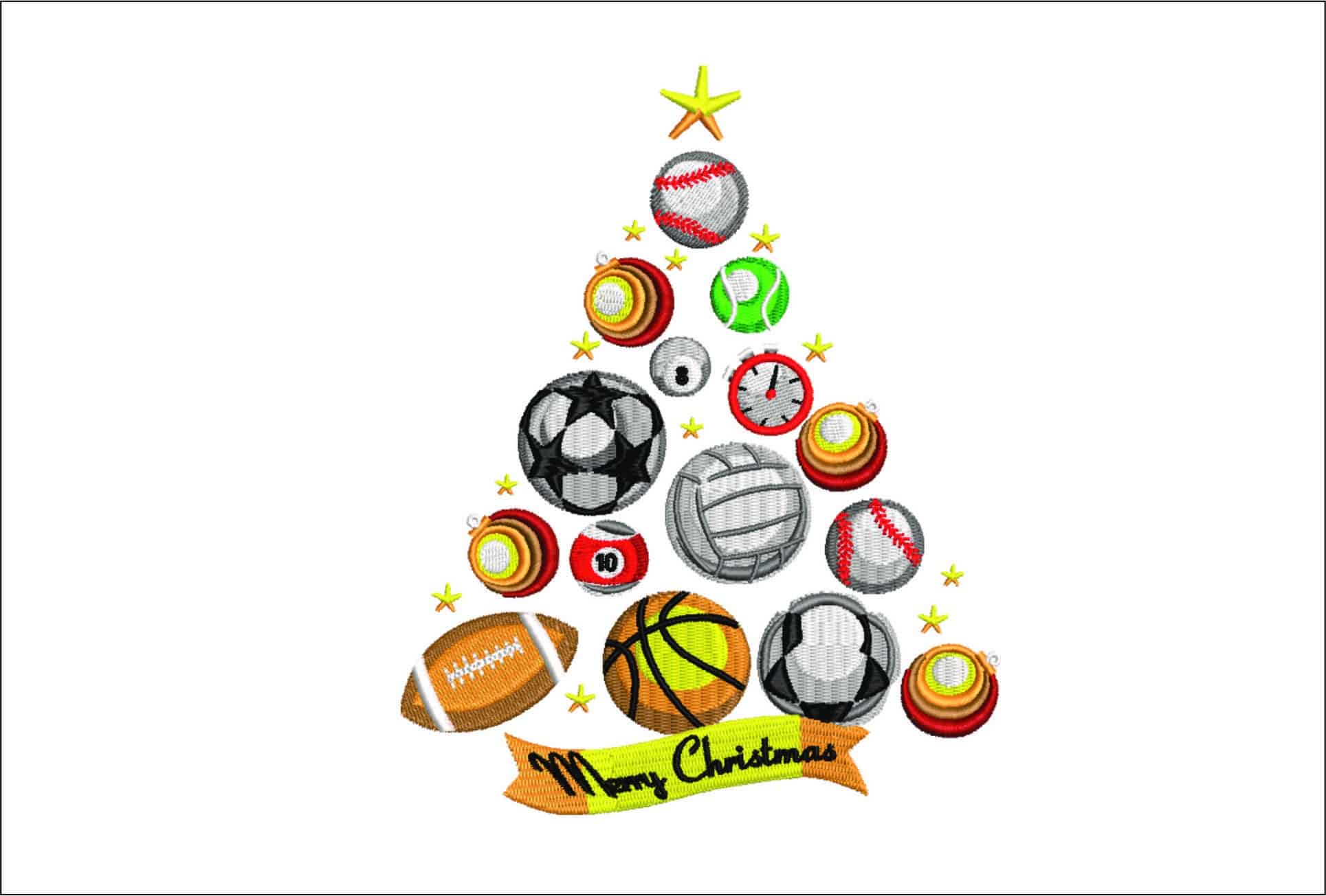 Christmas Tree with Baubles Embroidery Design