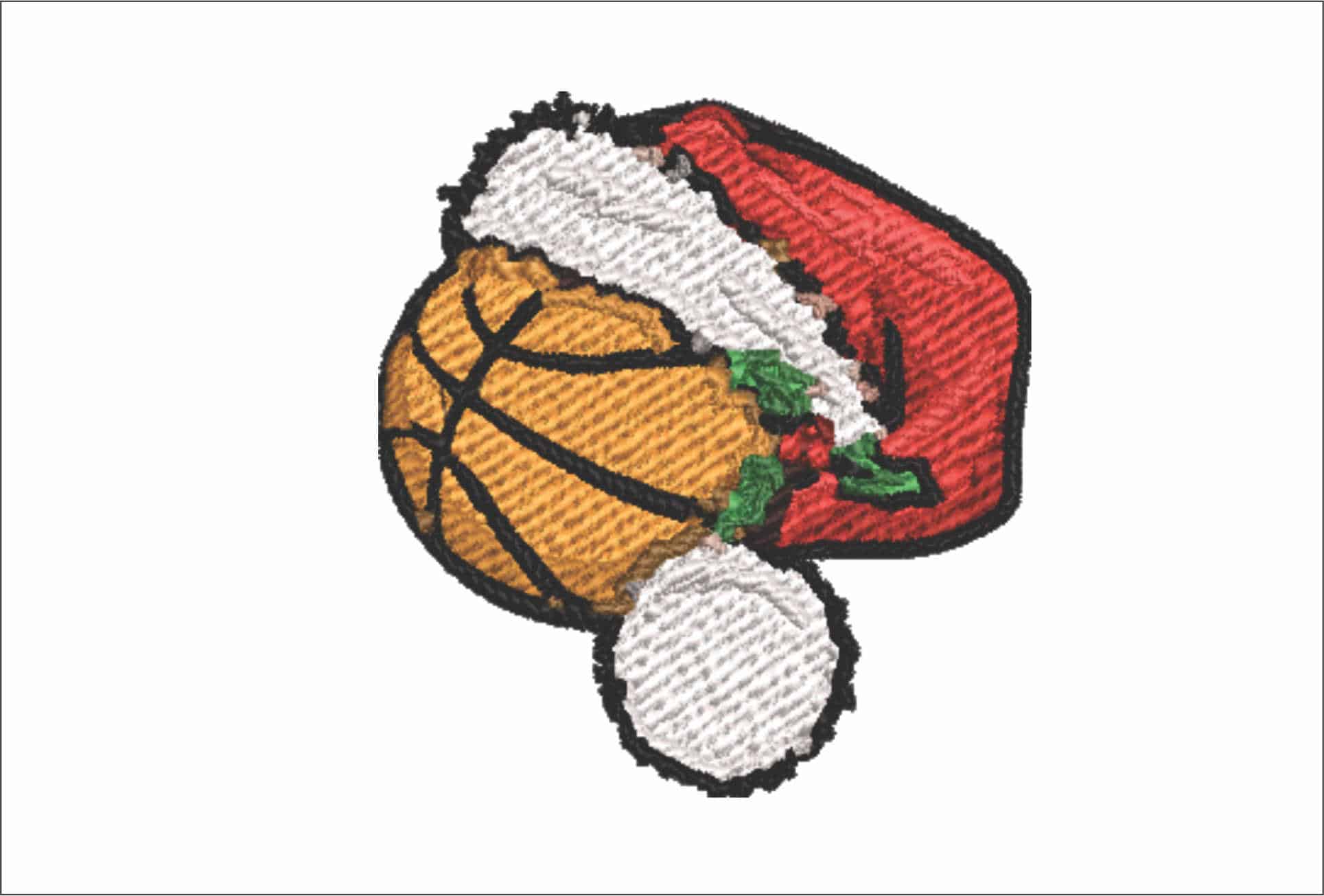 Small Basketball Christmas Hat Embroidery Design