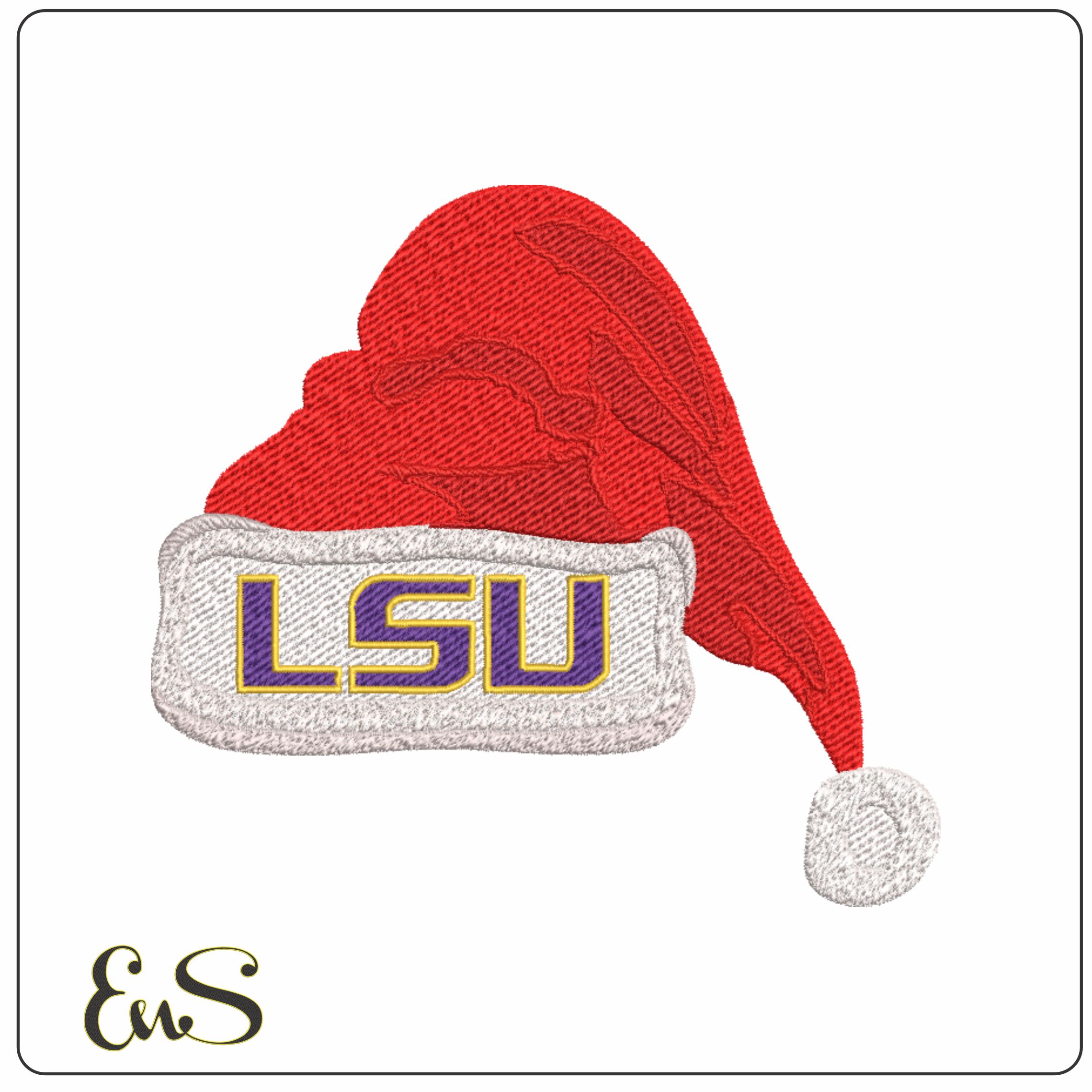 LSU Tigers Christmas Hat Logo Embroidery Design