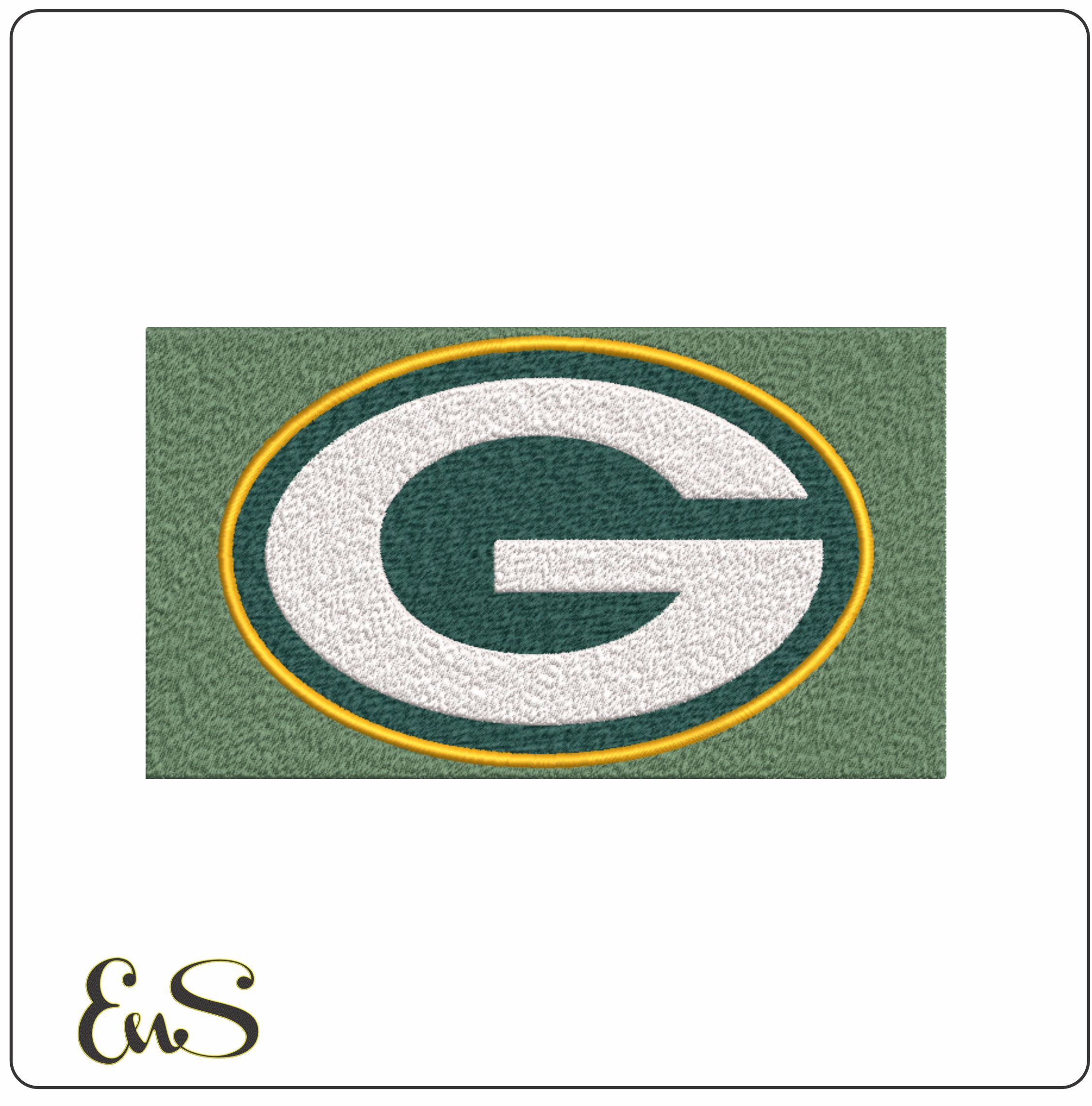 Green Bay Packers G on Green Panel Embroidery Design