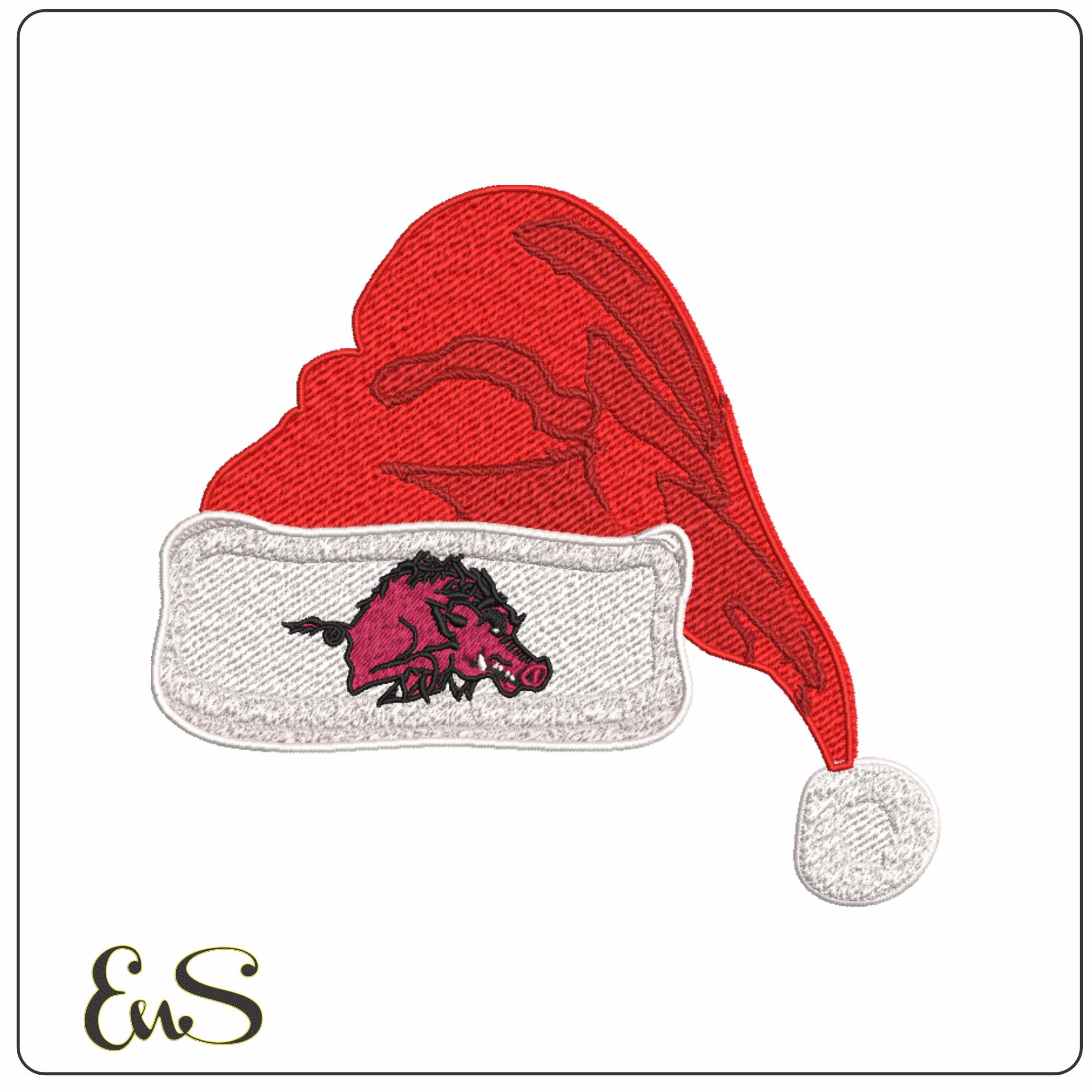 Santa Hat Arkansas Razorbacks 1938 University - Elegant embroidery design file-instant download