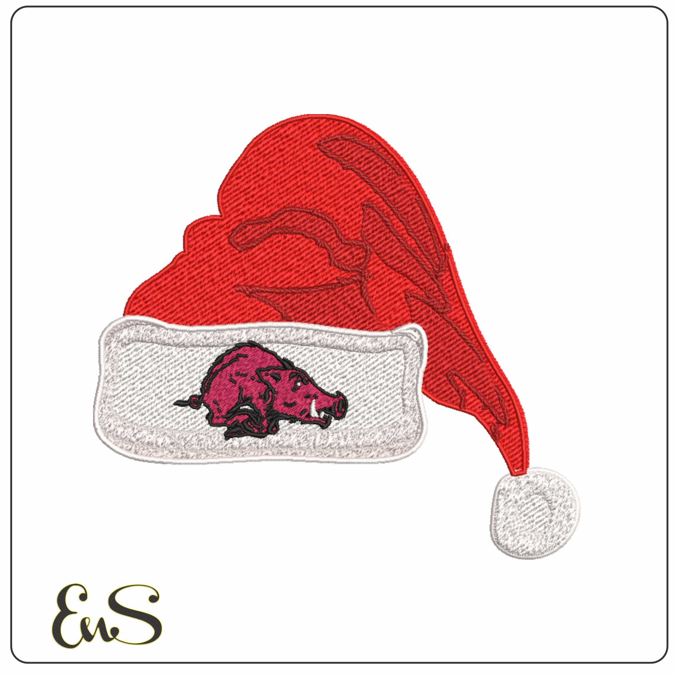 Santa Hat Arkansas Razorbacks 1955 University - Elegant embroidery design file-instant download