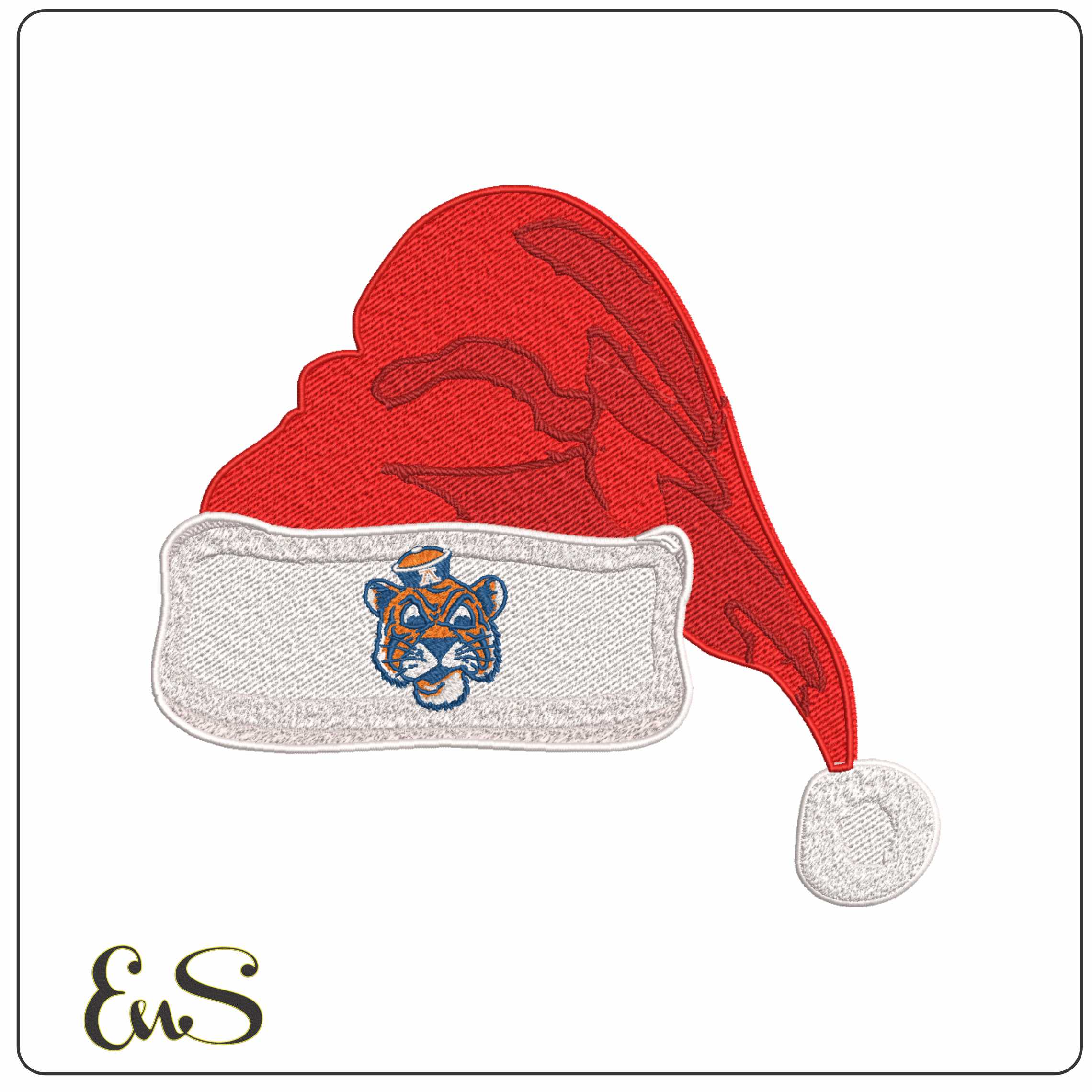 Santa Hat Auburn Tigers 1957 1970 Auburn University - Elegant embroidery design file-instant download