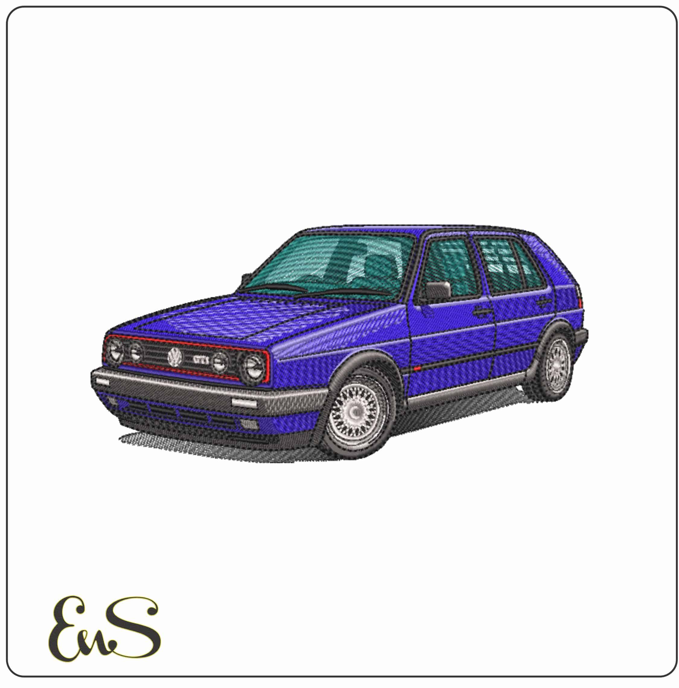 Volkswagon Golf 5 door GTI MK2 - Elegant embroidery design file-instant download