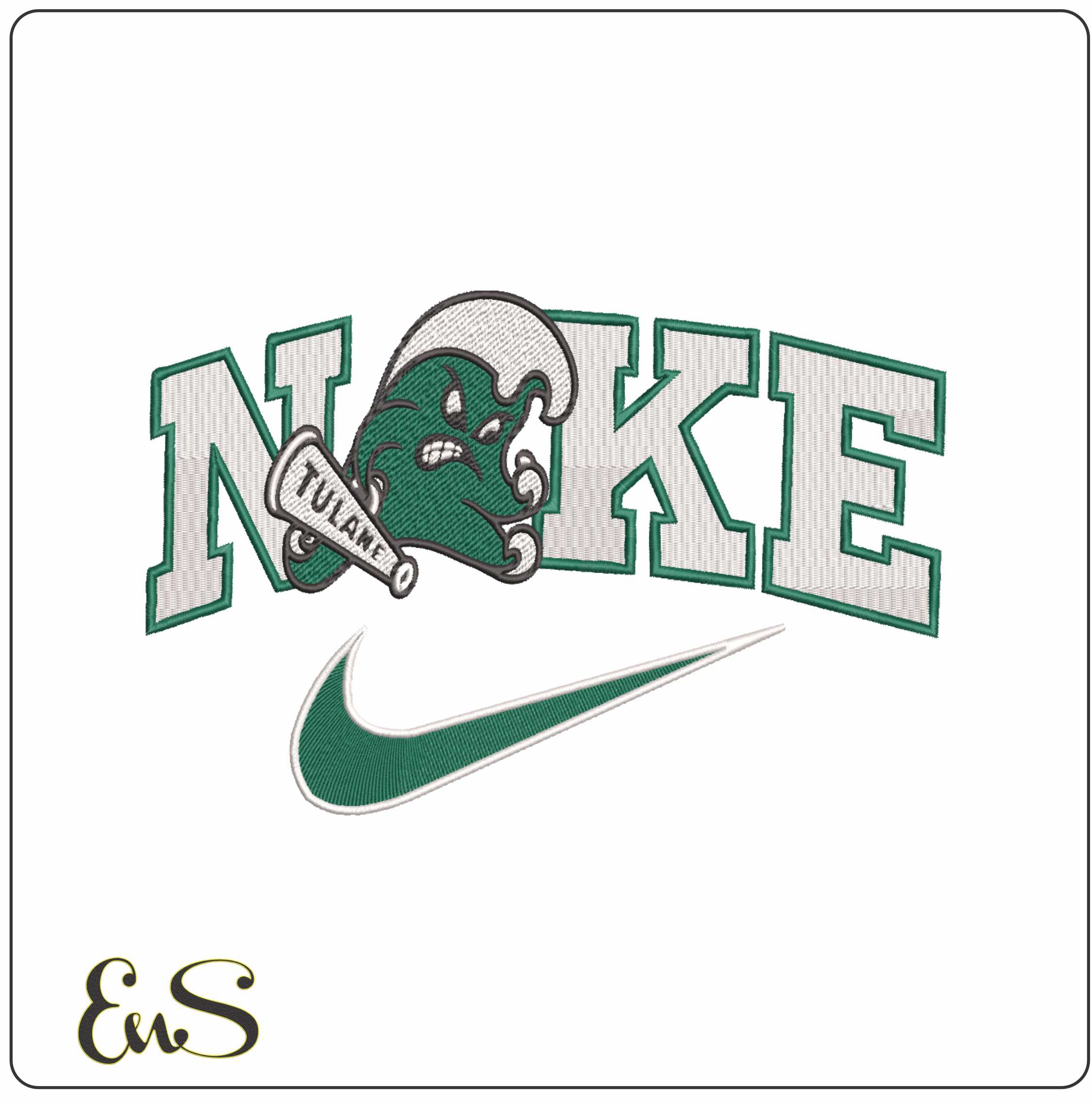 Nike Tulane Wave machine embroidery design