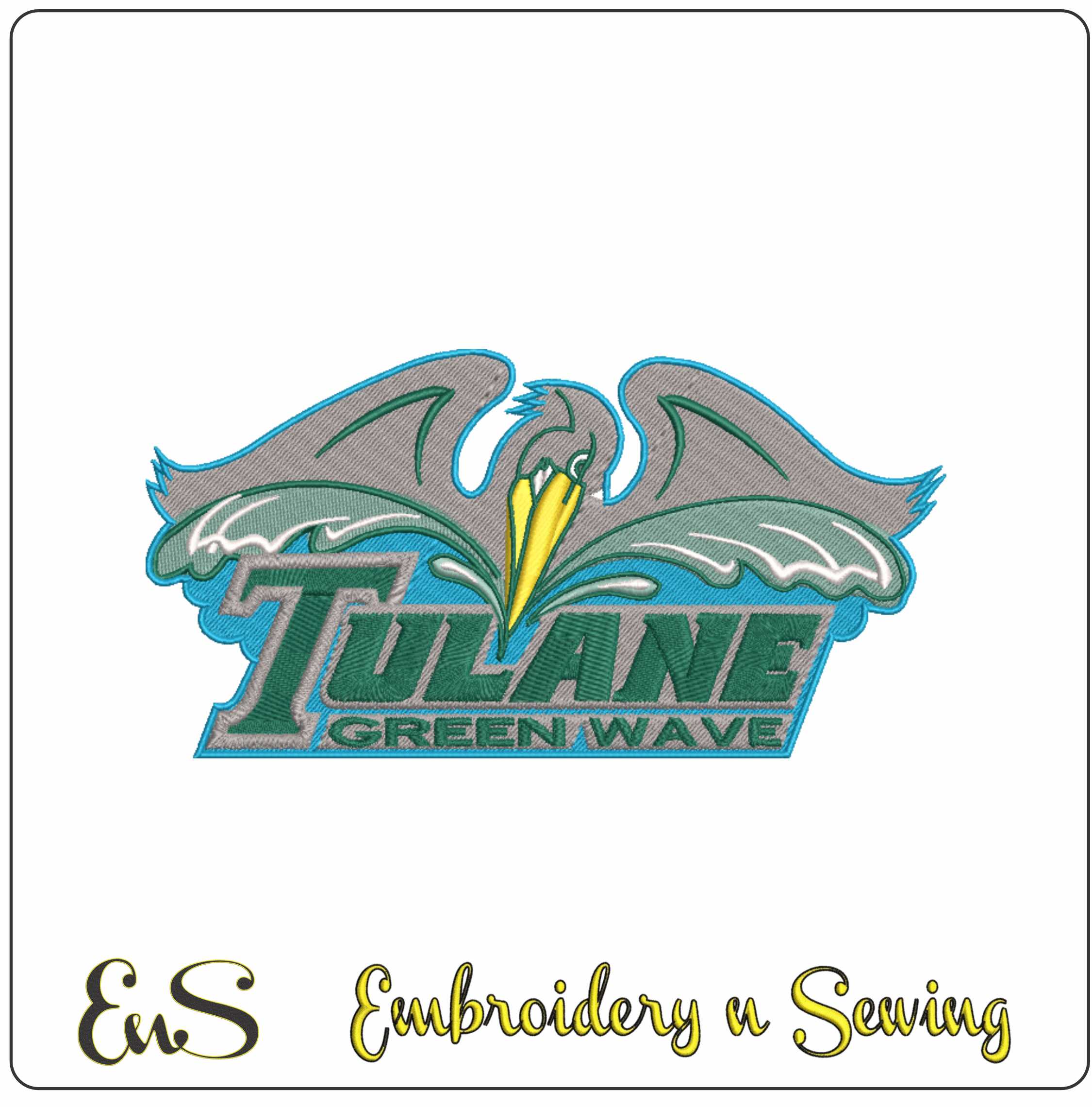 Tulane Green Wave 1998 2005 Tulane University machine embroidery design
