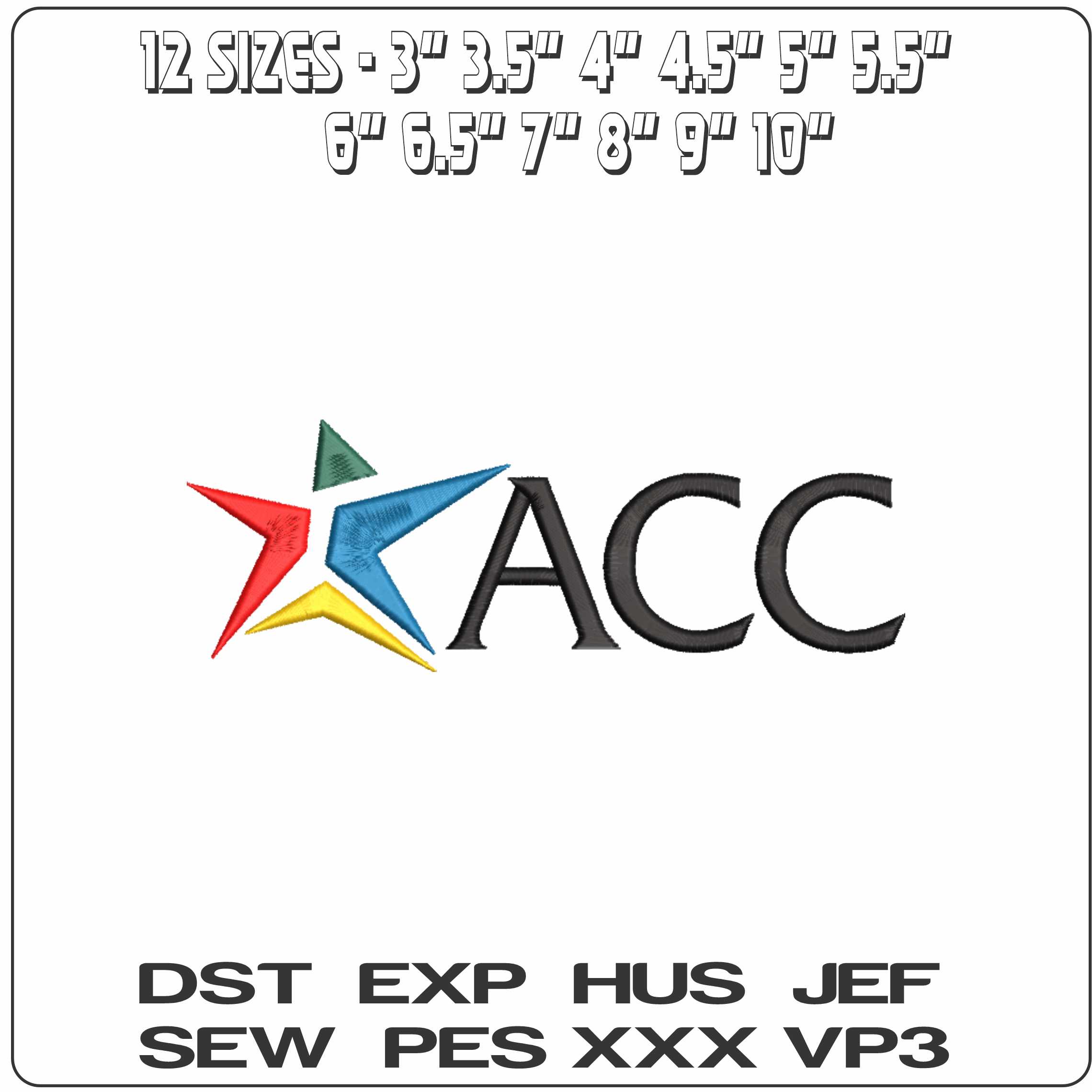Austin Community College machine embroidery design